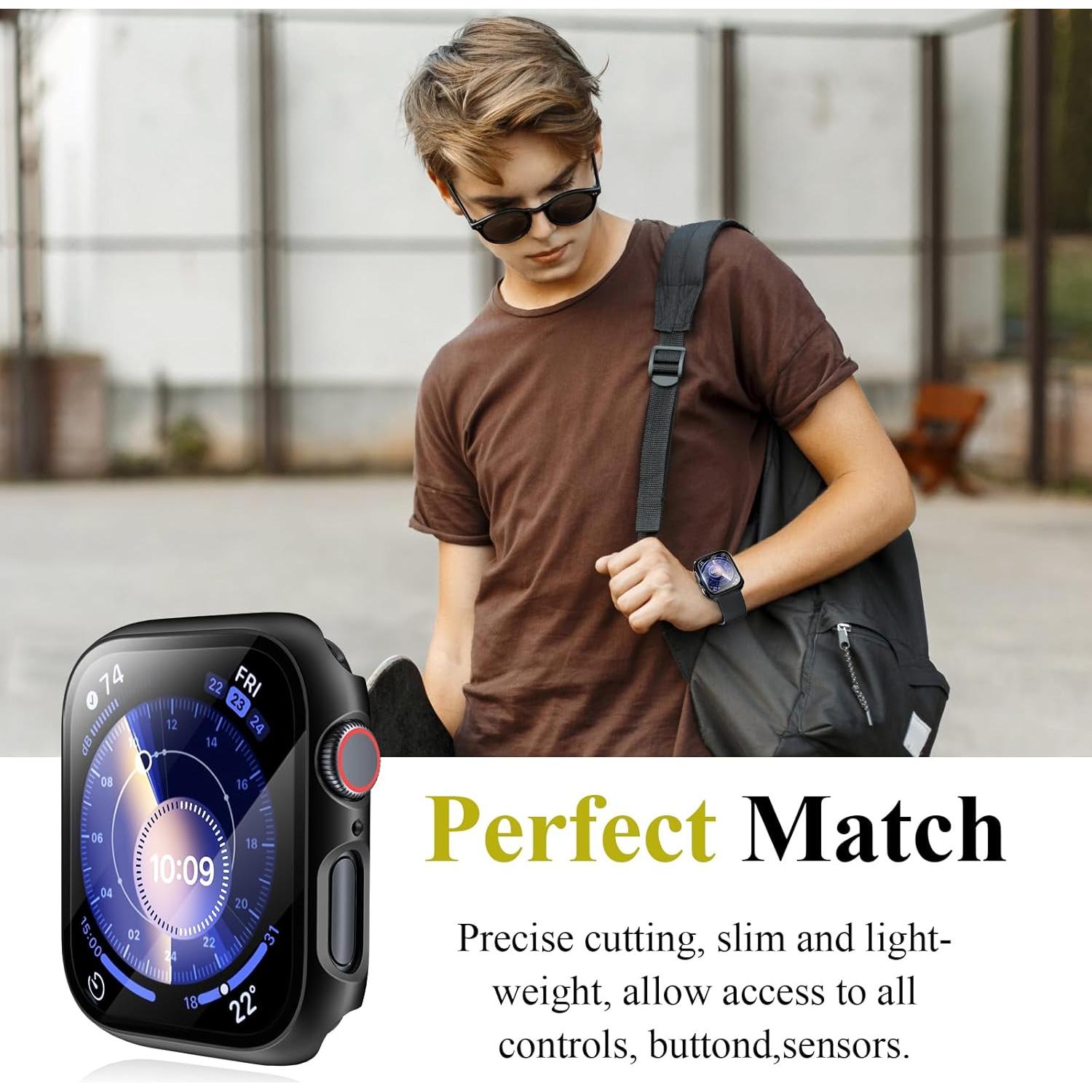 Funda Dura para Apple Watch 41mm EWUONU con Vidrio Templado