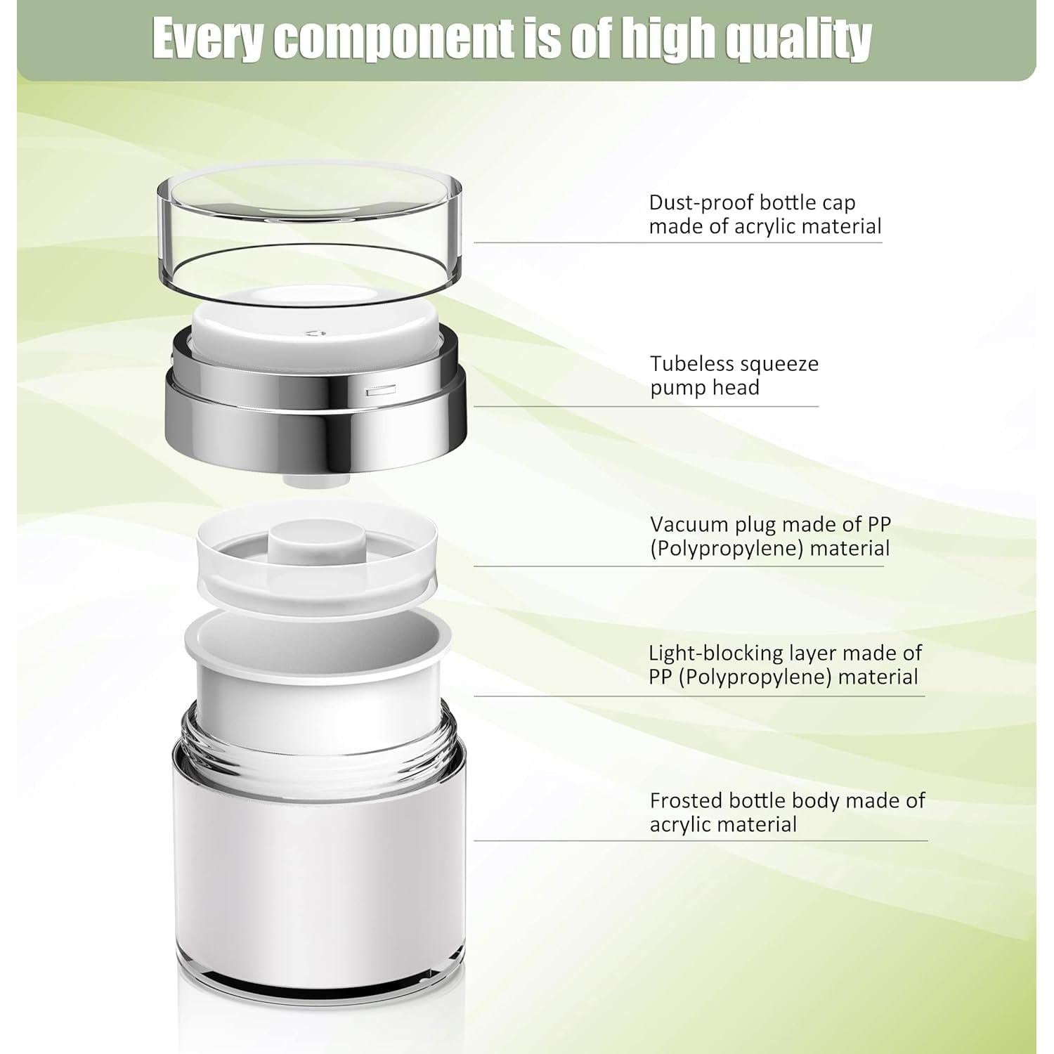 Tarro de bomba sin aire KaiNaDi 50 ml - 2 paquetes