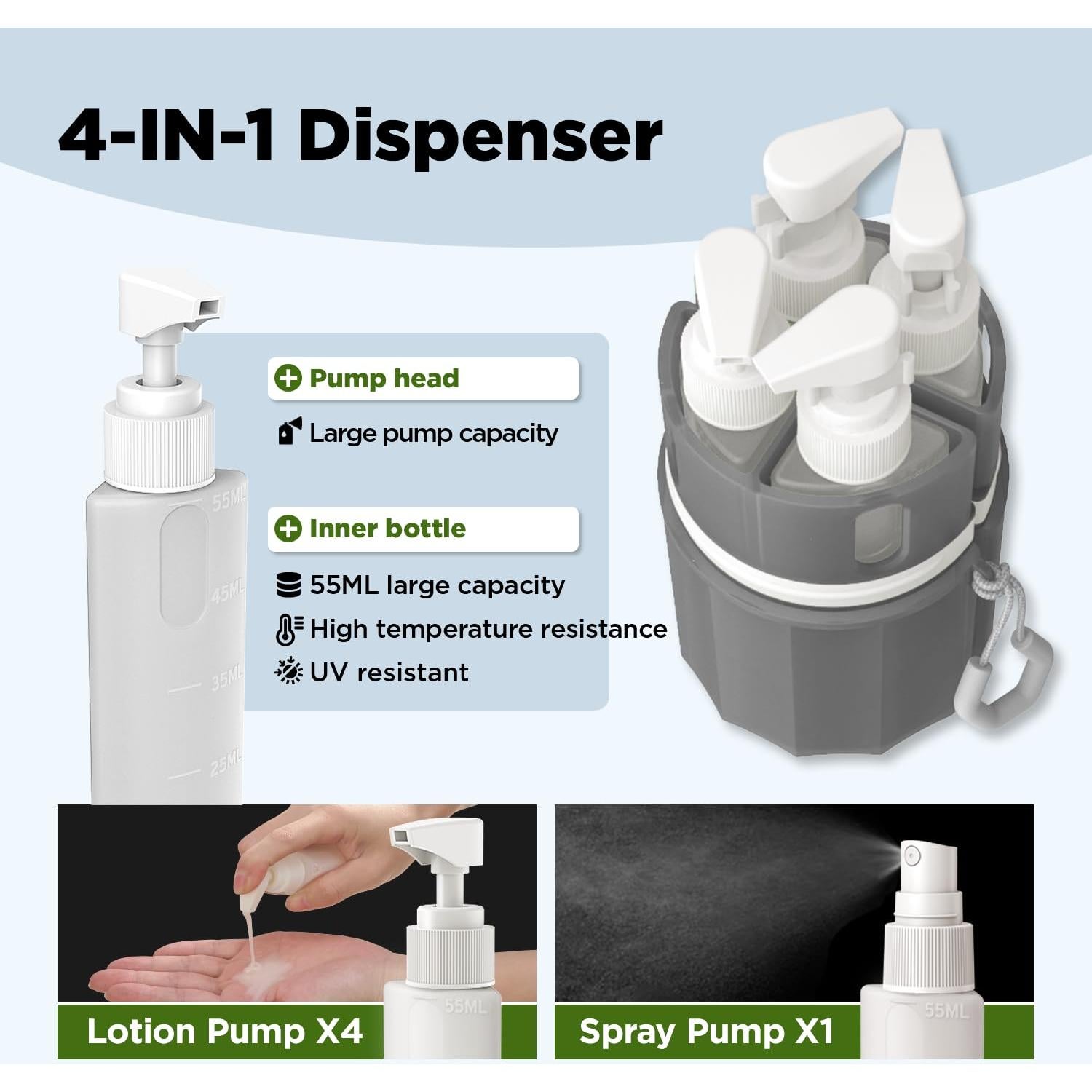 Set de Botellas de Viaje YOTIME 4 en 1 a Prueba de Fugas