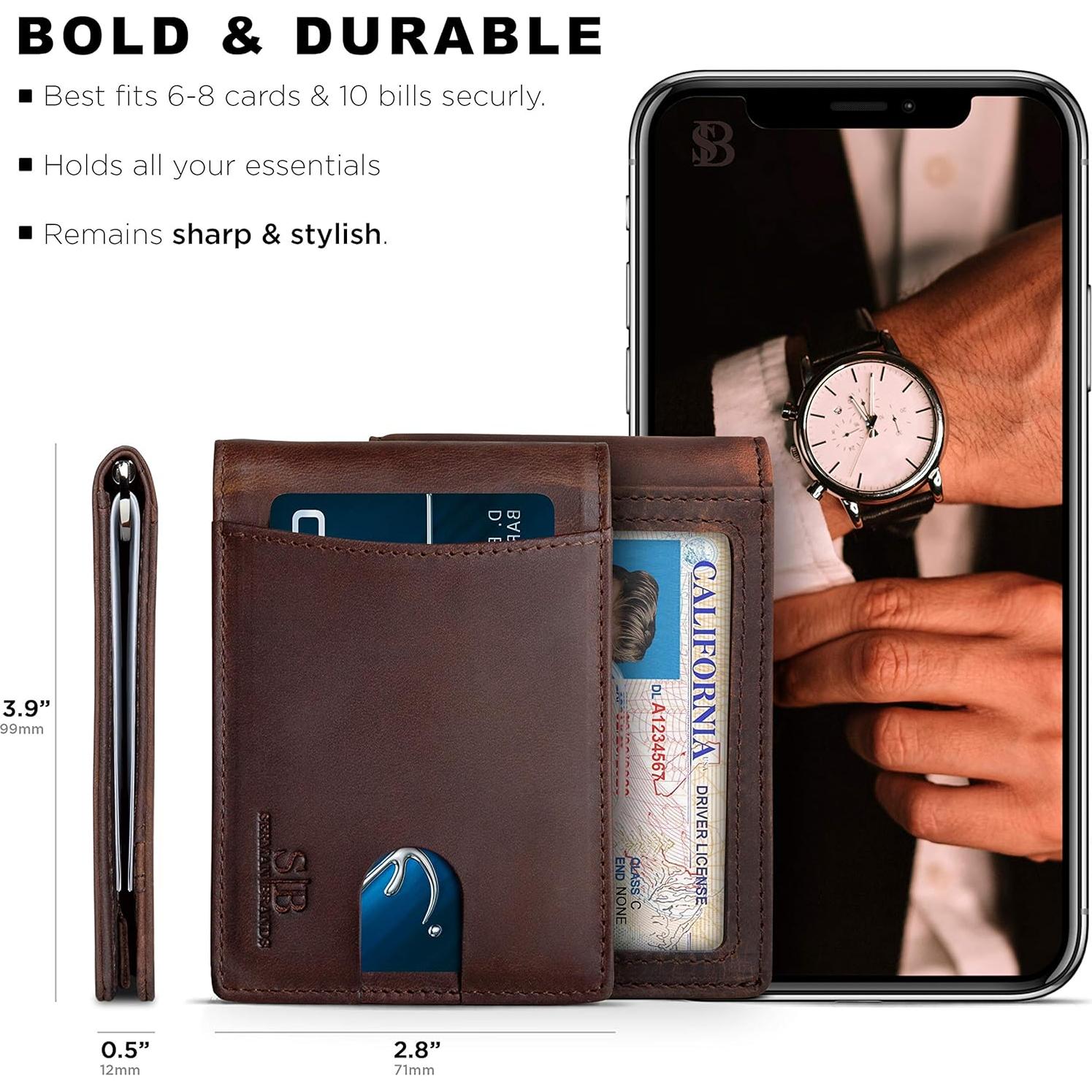 Cartera Minimalista de Cuero SERMAN BRANDS 1.S con Bloqueo RFID