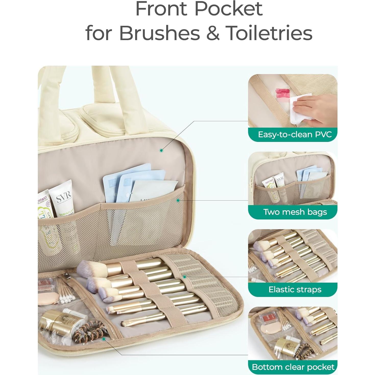 Bolsa de Aseo de Viaje BAGSMART Beige 30x18.5x21 cm