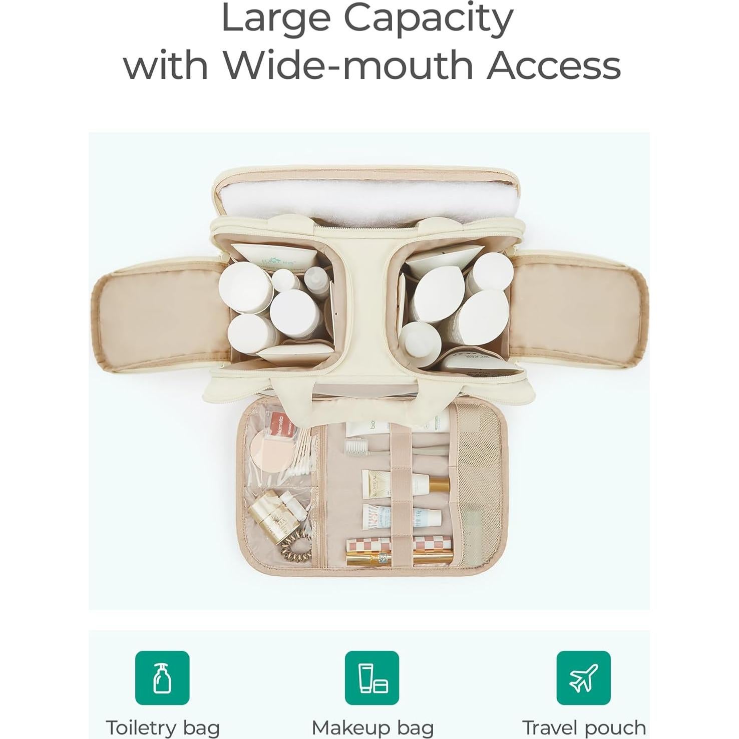 Bolsa de Aseo de Viaje BAGSMART Beige 30x18.5x21 cm