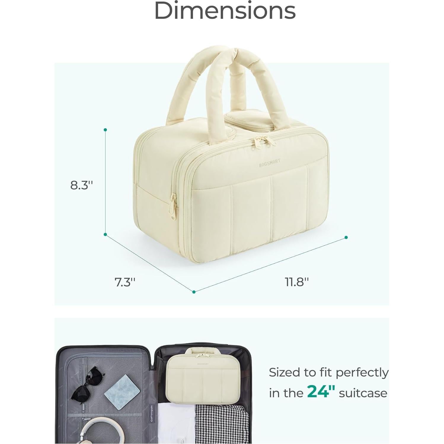 Bolsa de Aseo de Viaje BAGSMART Beige 30x18.5x21 cm