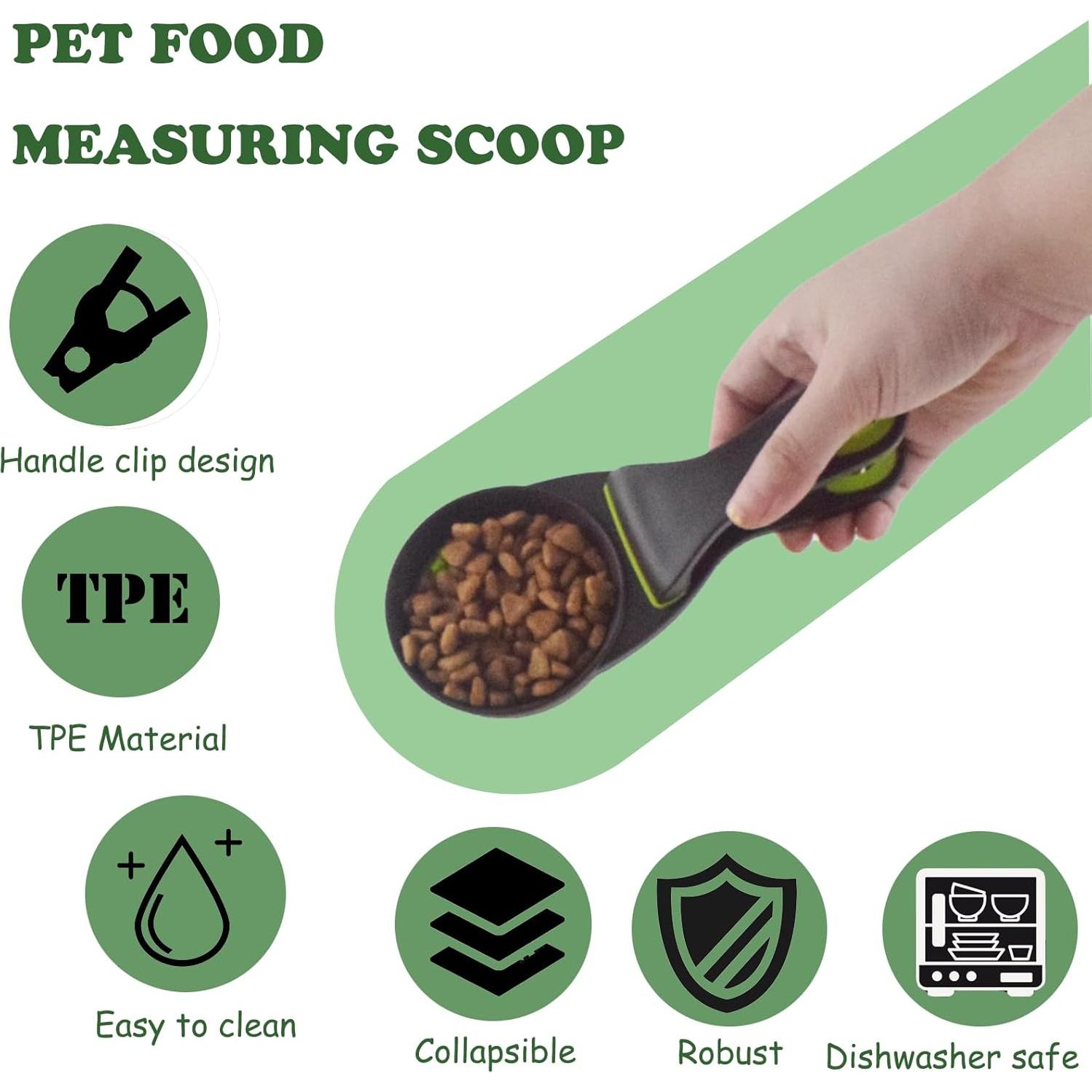 Cuchara Medidora Plegable para Perros Cdipesp 3 en 1 Verde