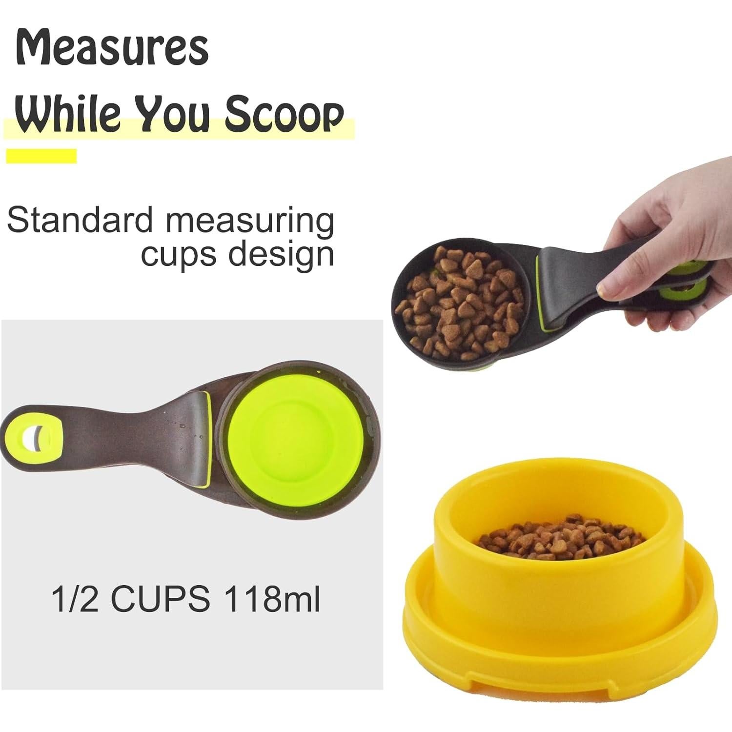 Cuchara Medidora Plegable para Perros Cdipesp 3 en 1 Verde