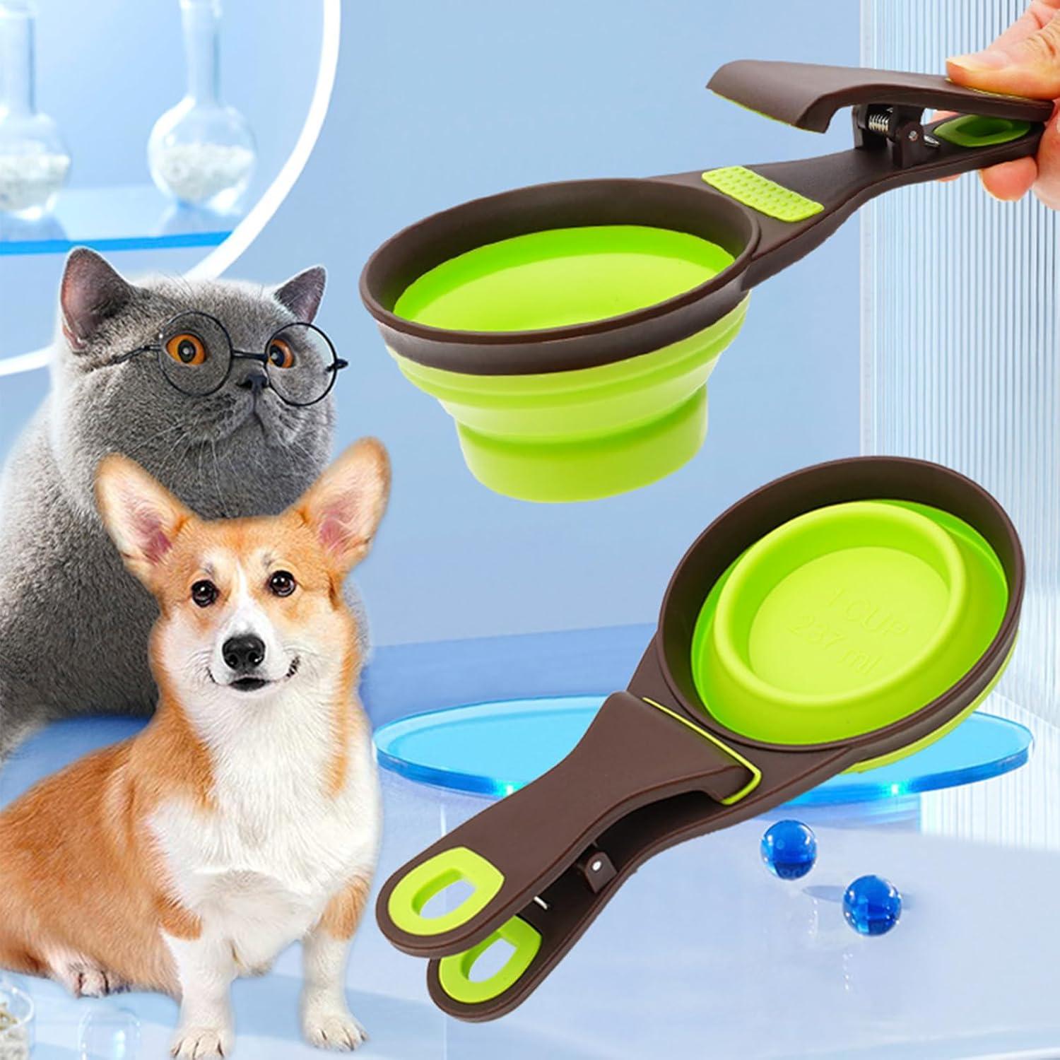 Cuchara Medidora Plegable para Perros Cdipesp 3 en 1 Verde