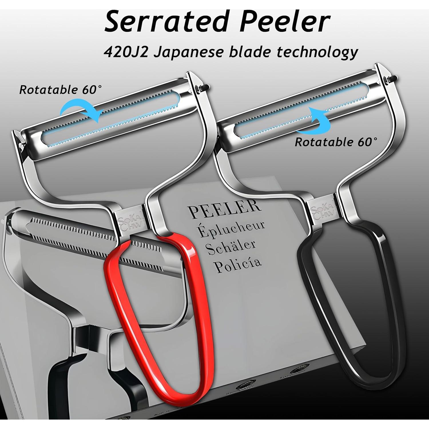 Pelador de Verduras SoKalChw Negro Acero Inoxidable 14.5cm