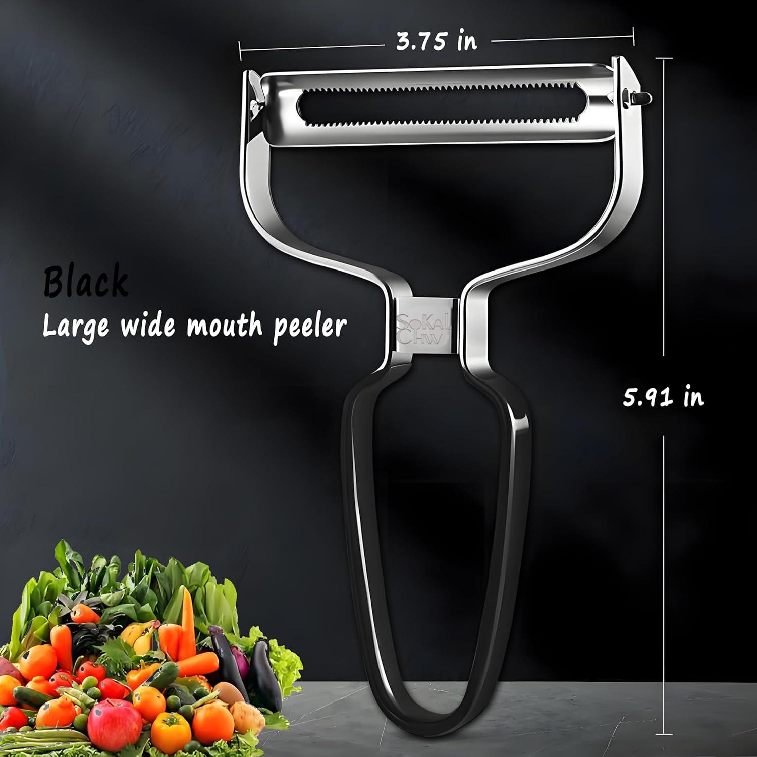 Pelador de Verduras SoKalChw Negro Acero Inoxidable 14.5cm
