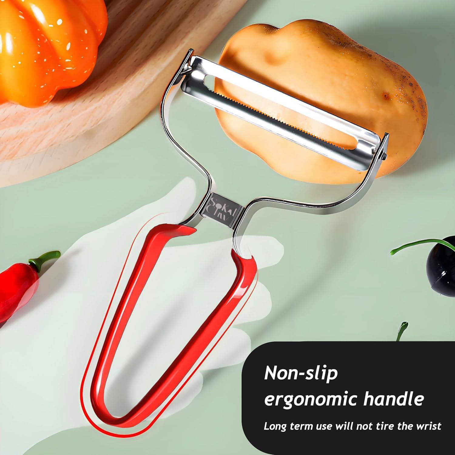 Pelador de Verduras SoKalChw Negro Acero Inoxidable 14.5cm