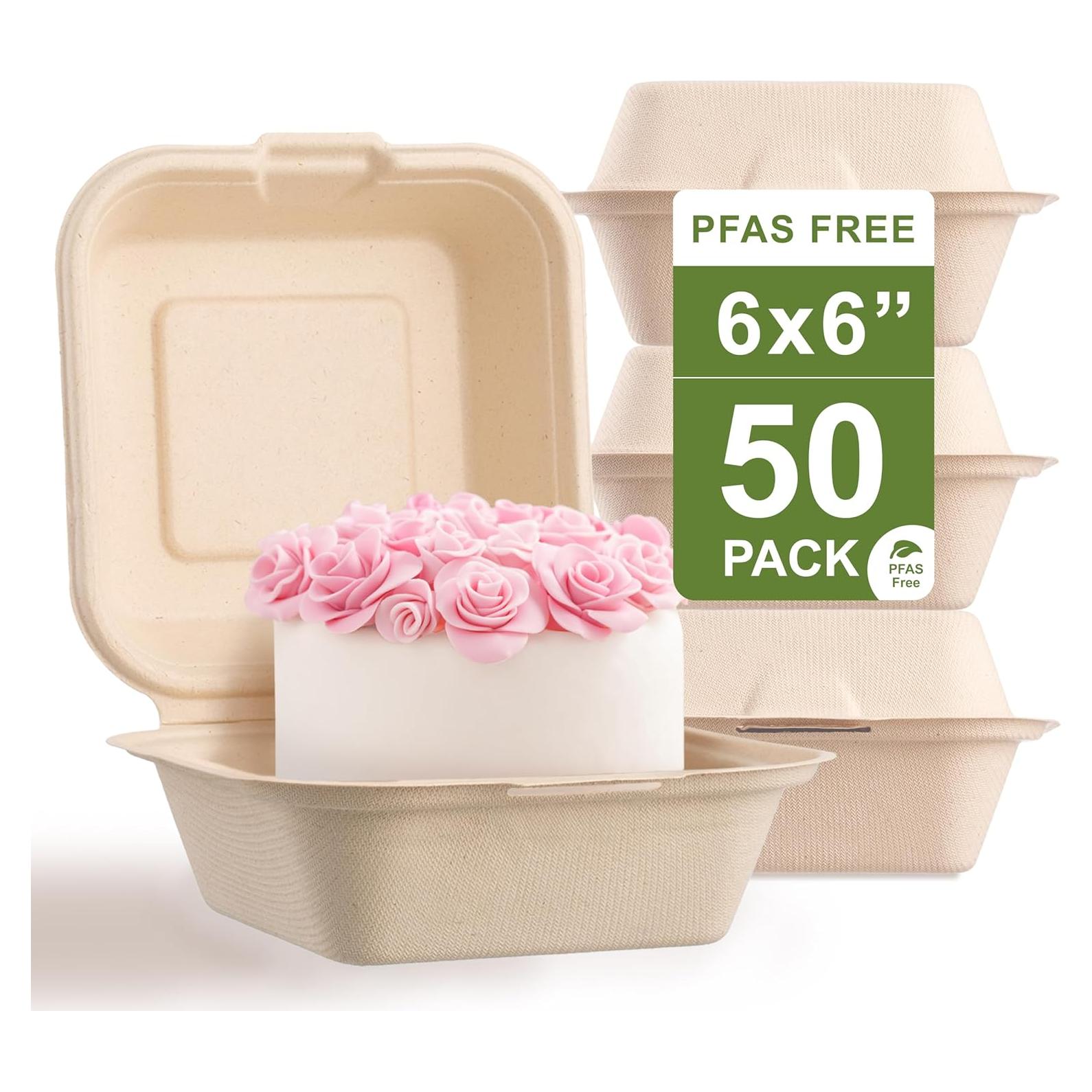 50 Contenedores Cuadrados Compostables Harvest Pack 15.24 cm