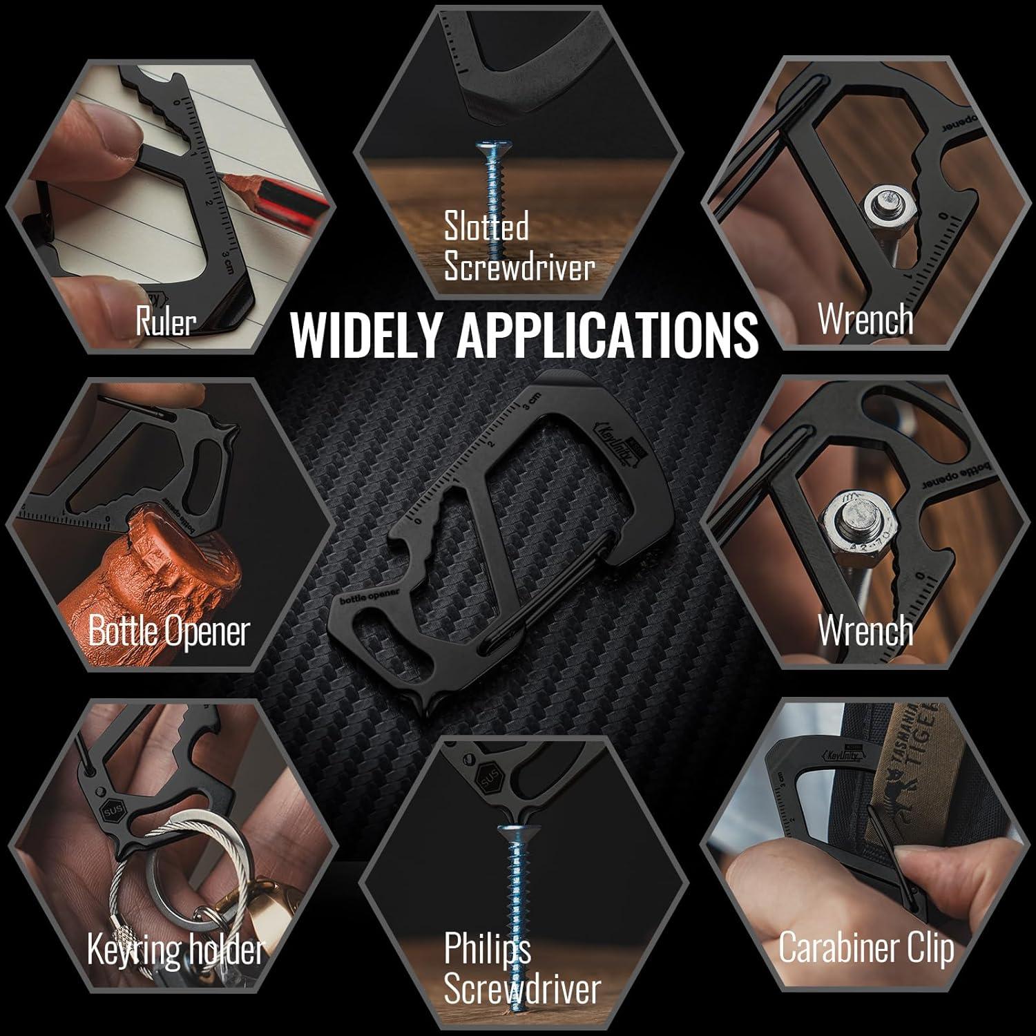 Multiherramienta Clip Carabina KeyUnity KS00 Acero Inoxidable 7 en 1