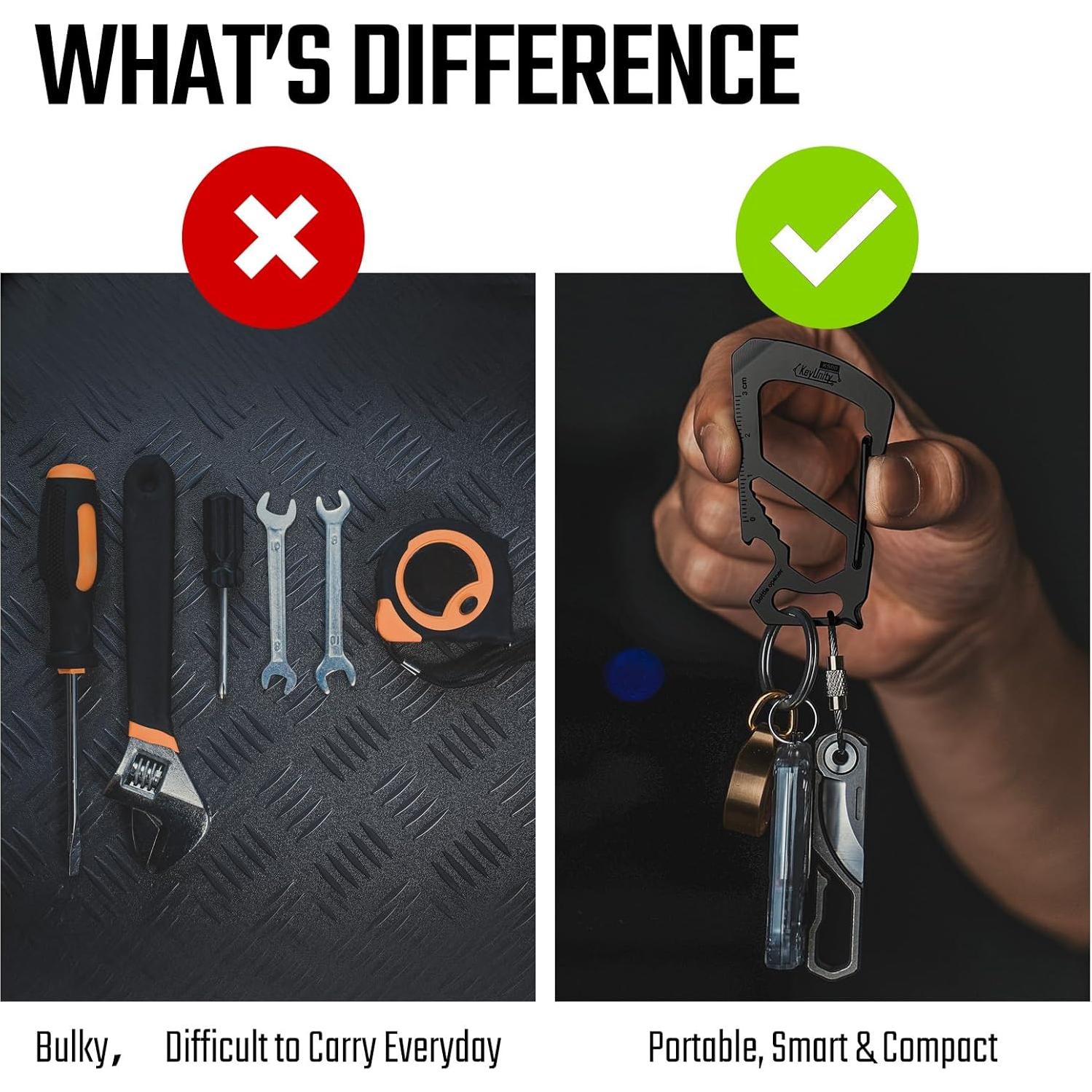 Multiherramienta Clip Carabina KeyUnity KS00 Acero Inoxidable 7 en 1