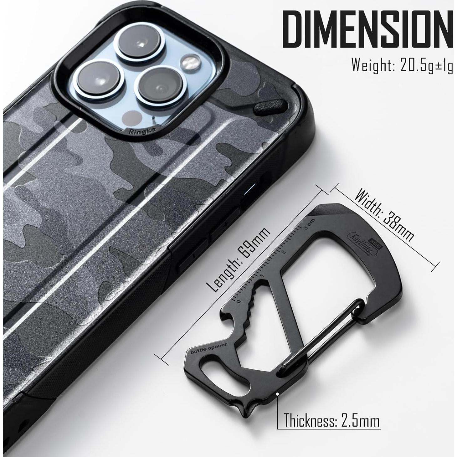 Multiherramienta Clip Carabina KeyUnity KS00 Acero Inoxidable 7 en 1