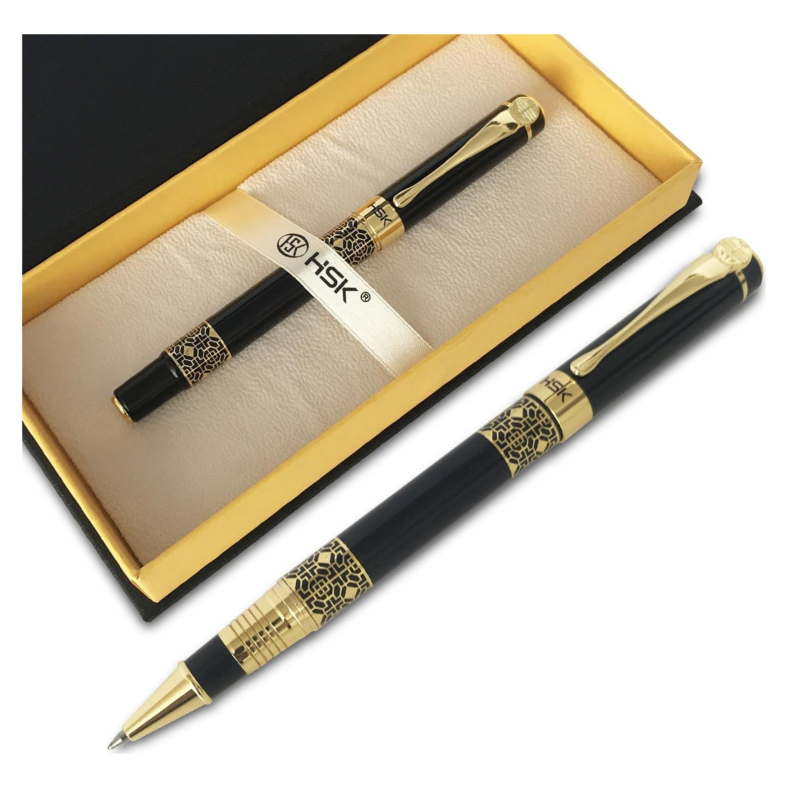 Bolígrafo de lujo HSK negro, recarga negra, 0.5mm, set regalo