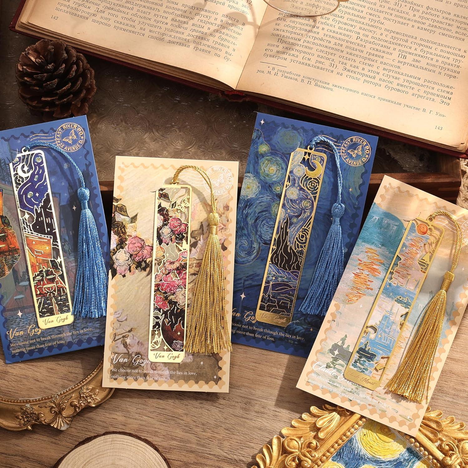 4 Marcadores de Metal con Borlas Emmoolife - Pintura al Óleo