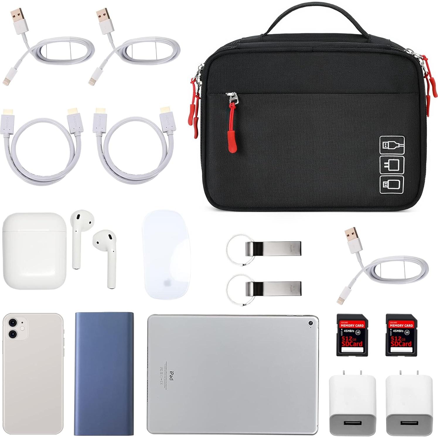 Organizador de Cargador Portátil MIRLEWAIY Doble Capa Negro