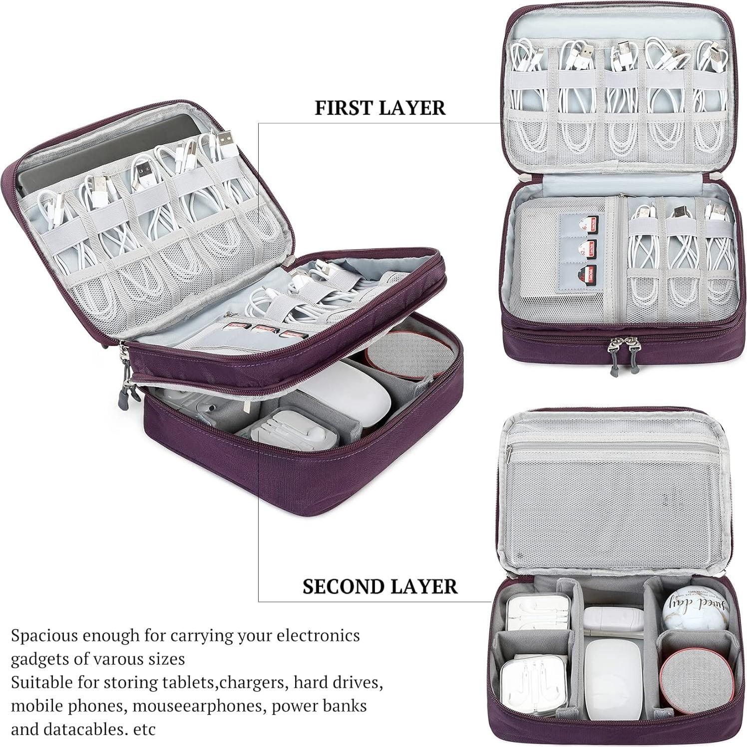 Organizador de Cargador Portátil MIRLEWAIY Doble Capa Negro