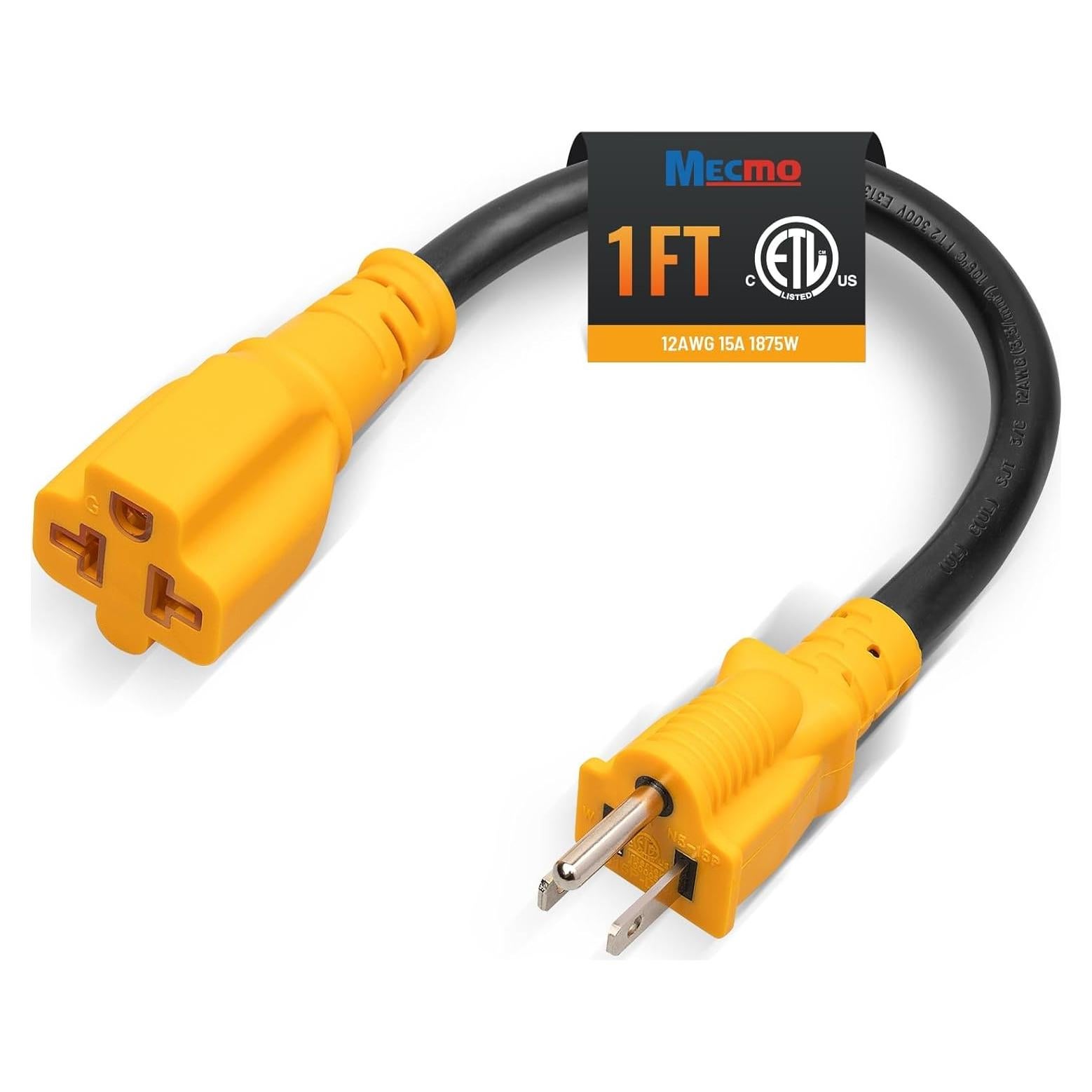 Adaptador de Poder MECMO 12AWG 0.3m 15A a 20A NEMA 5-15P