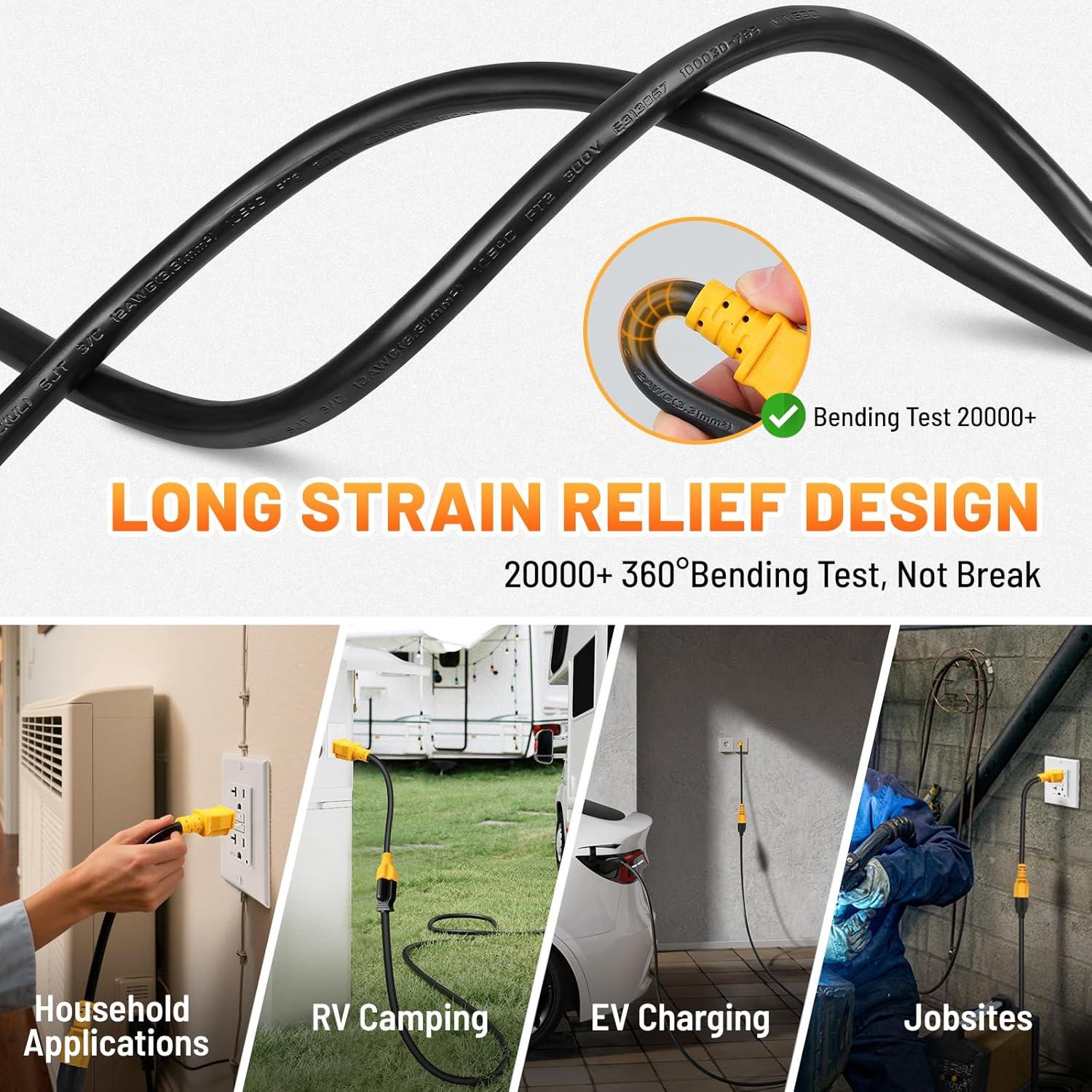 Adaptador de Poder MECMO 12AWG 0.3m 15A a 20A NEMA 5-15P