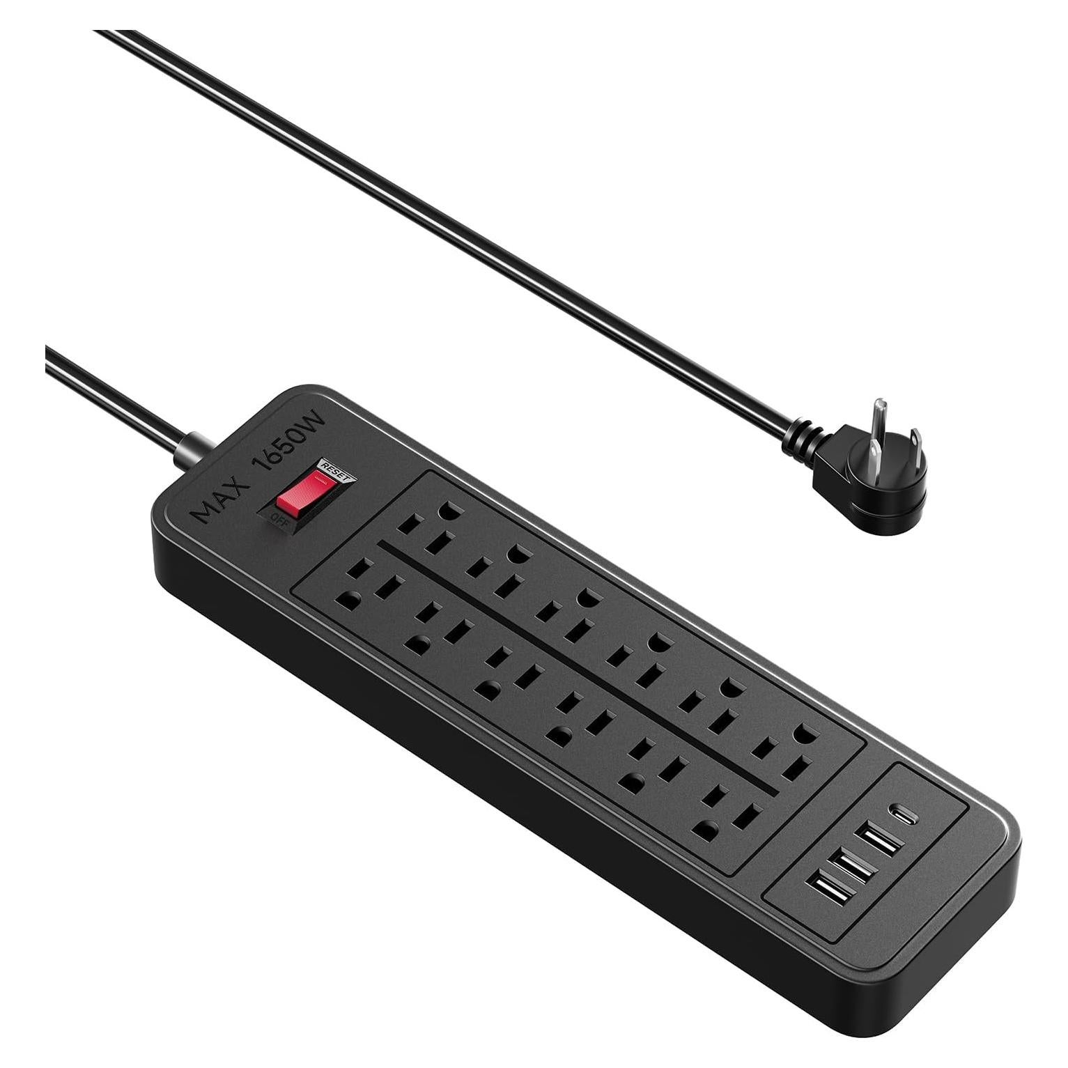 Protector de Sobretensión ZHANGONG 12 Salidas 4 USB 1.52m