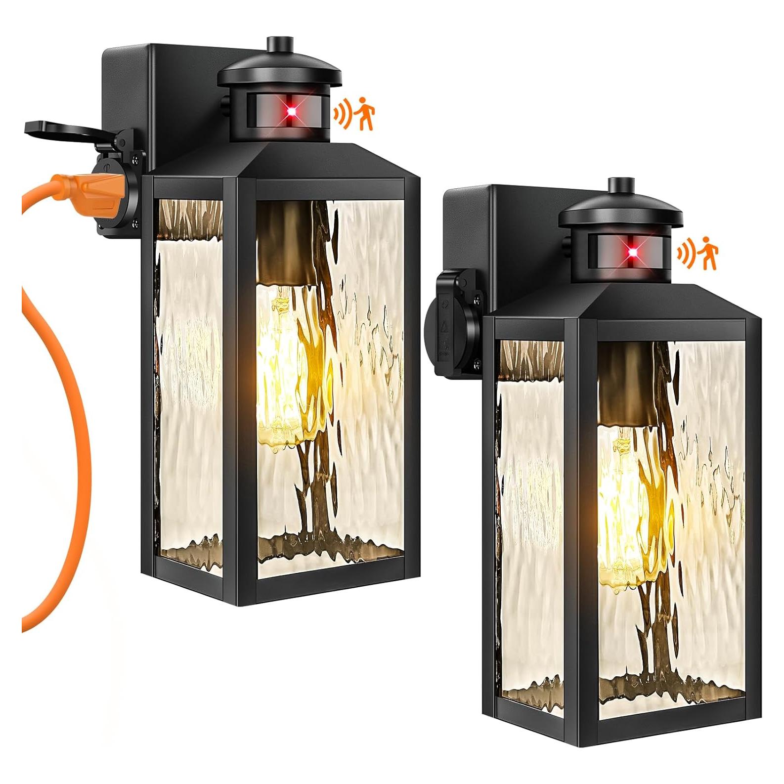 Luces de Sensor de Movimiento TOBUSA para Exterior, Negro, 2 Pzas