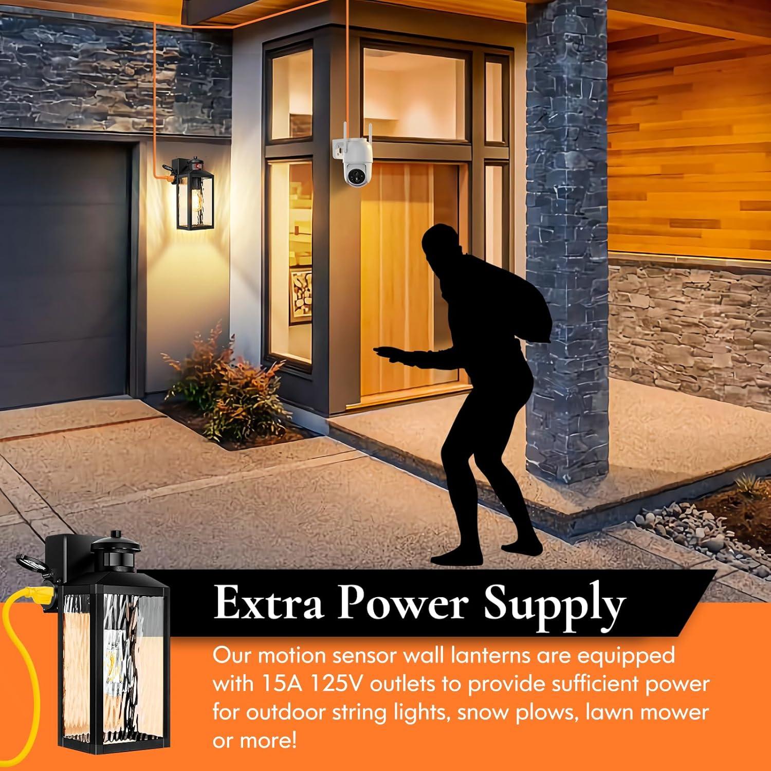 Luces de Sensor de Movimiento TOBUSA para Exterior, Negro, 2 Pzas