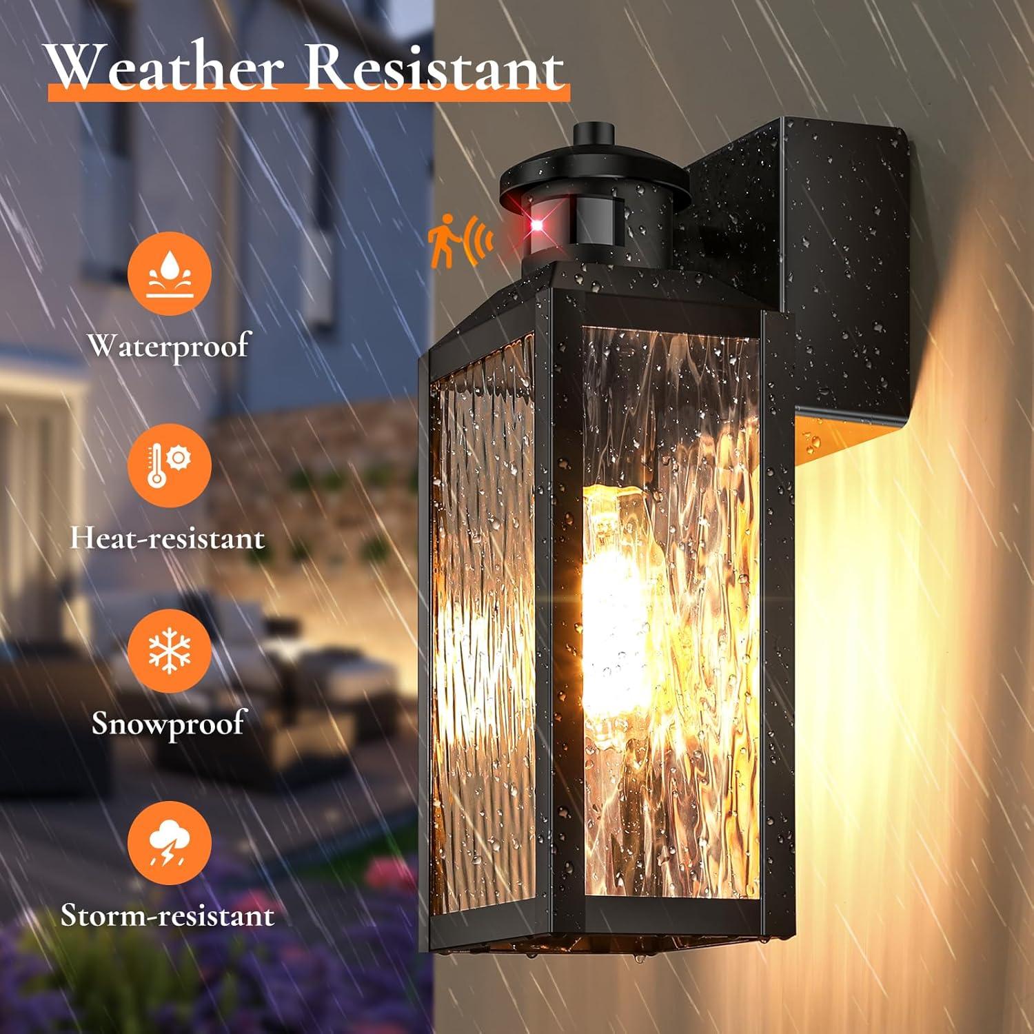 Luces de Sensor de Movimiento TOBUSA para Exterior, Negro, 2 Pzas