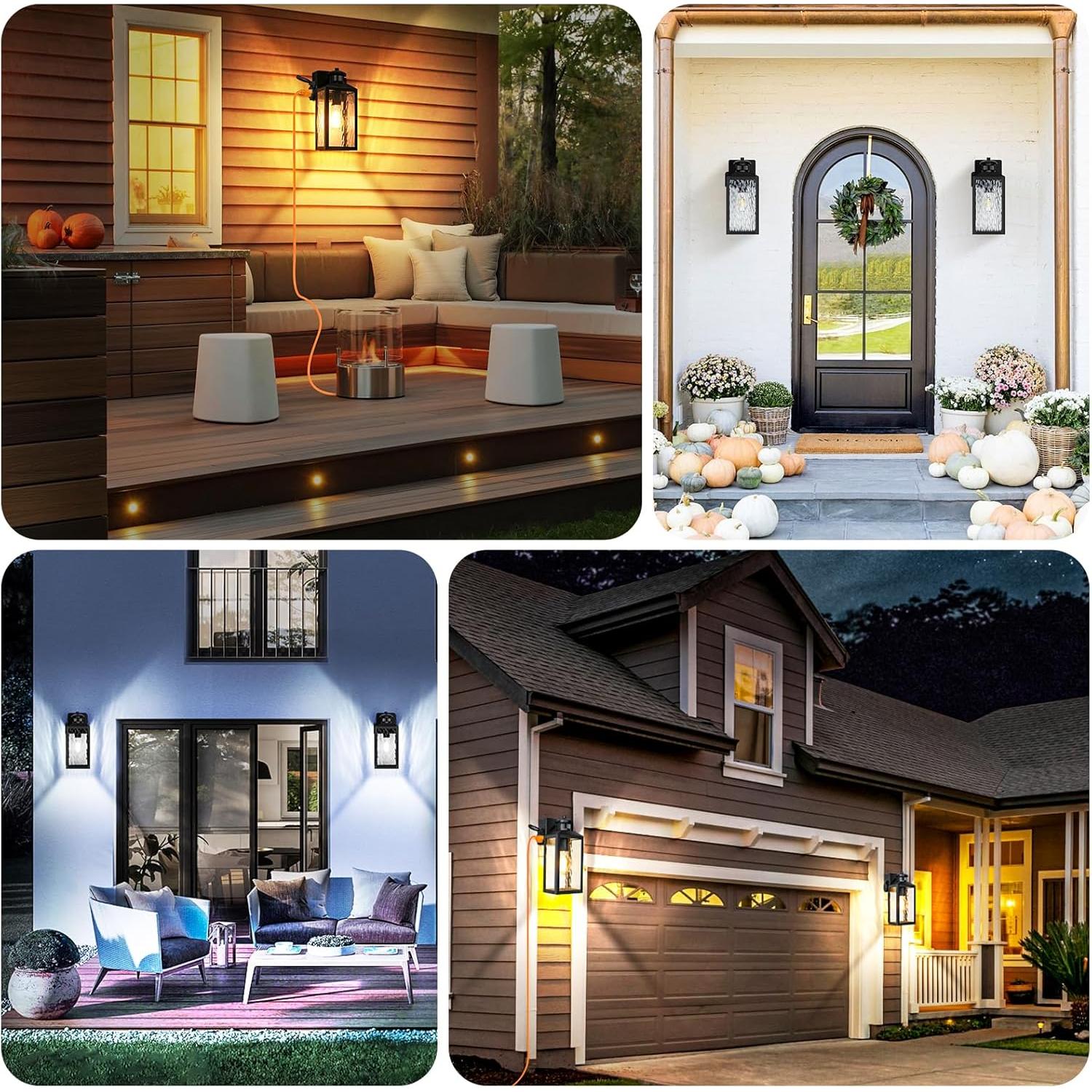 Luces de Sensor de Movimiento TOBUSA para Exterior, Negro, 2 Pzas