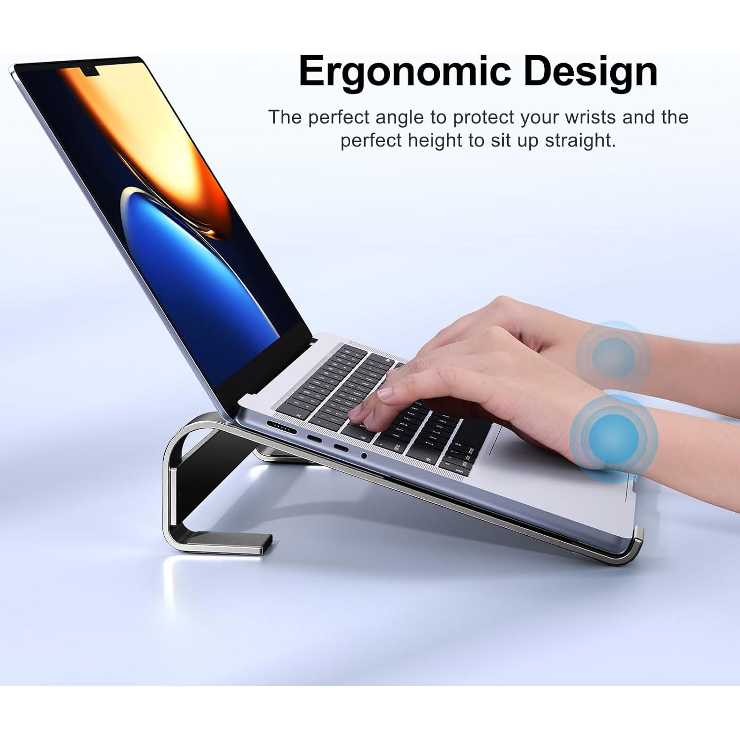 Soporte Ergonómico para Laptop MOKURU - Aluminio Negro 10-17.3''