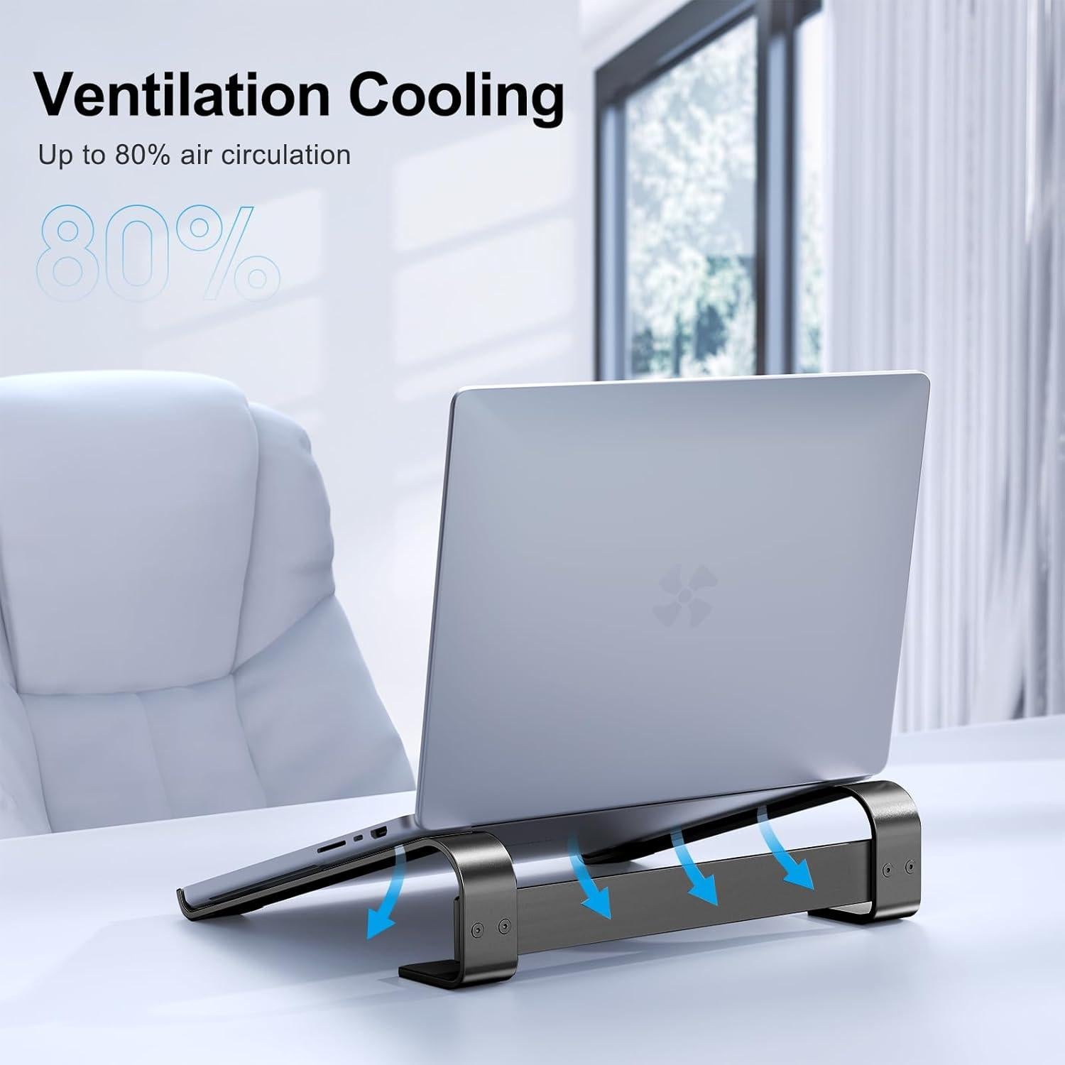 Soporte Ergonómico para Laptop MOKURU - Aluminio Negro 10-17.3''