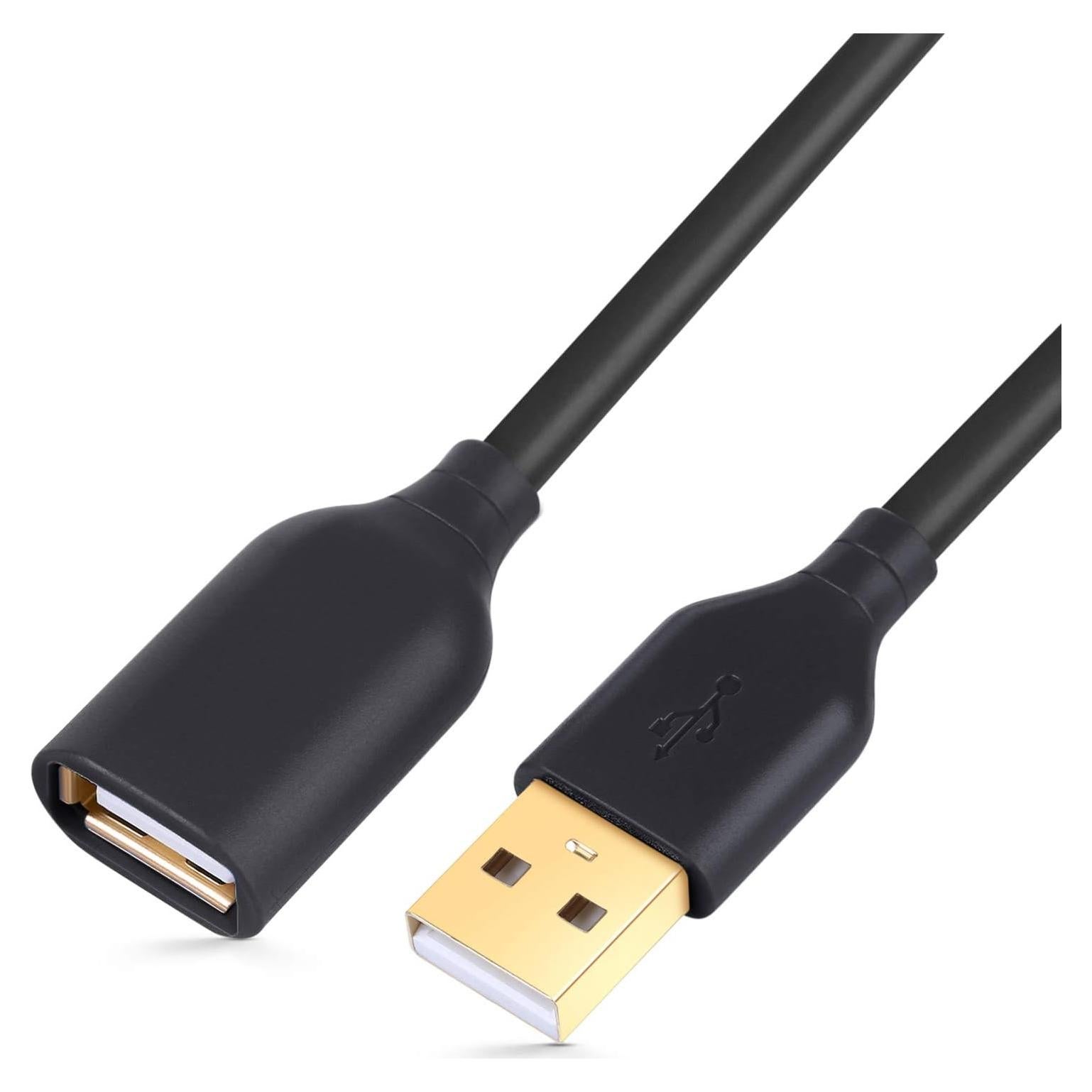 Cable de Extensión USB 2.0 3m Besgoods Negro - Macho a Hembra
