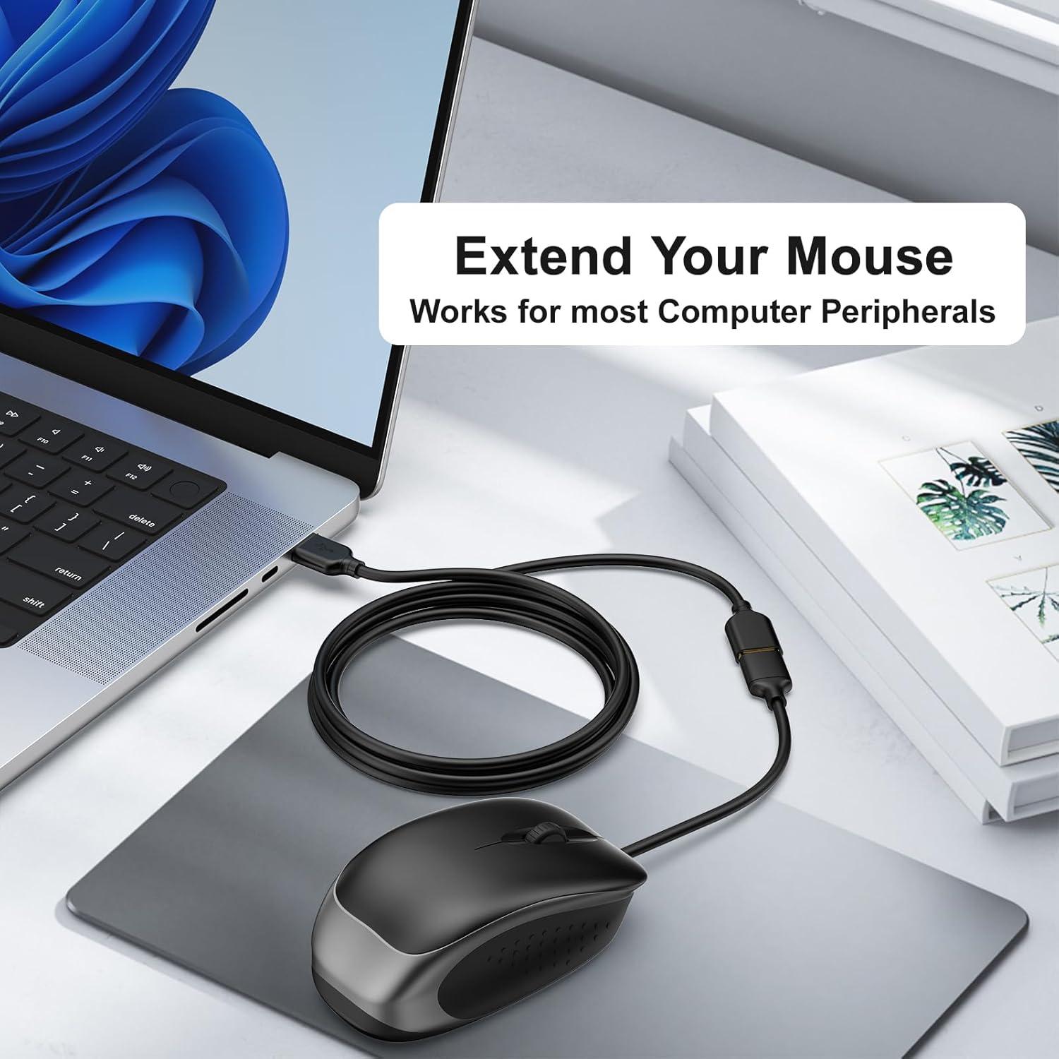 Cable de Extensión USB 2.0 3m Besgoods Negro - Macho a Hembra