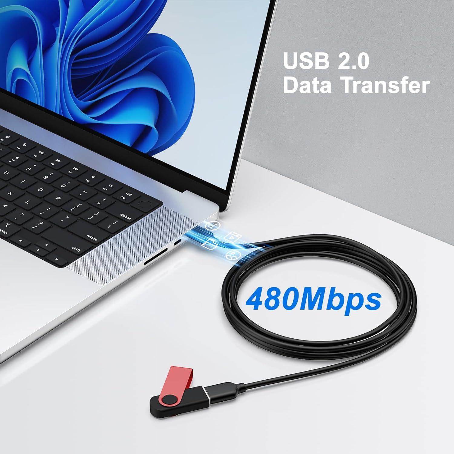 Cable de Extensión USB 2.0 3m Besgoods Negro - Macho a Hembra