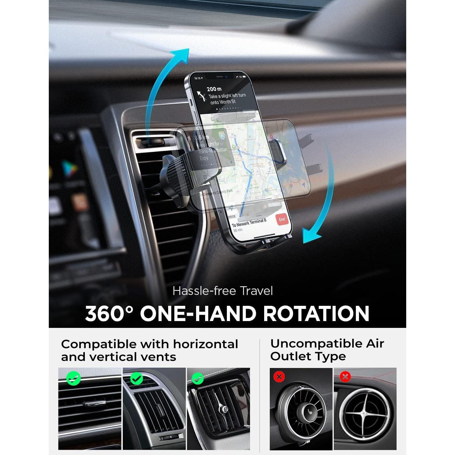 Soporte para Teléfono en Auto LISEN, Ajustable, Negro