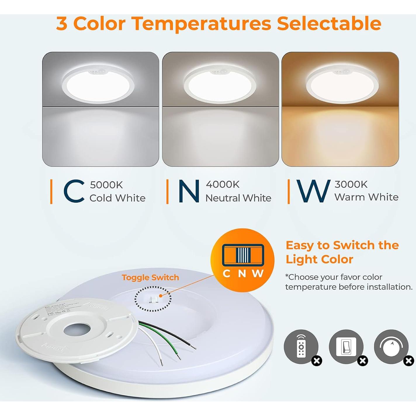 Luz de Techo LED BLNAN 22 cm con Sensor de Movimiento 3000K-5000K