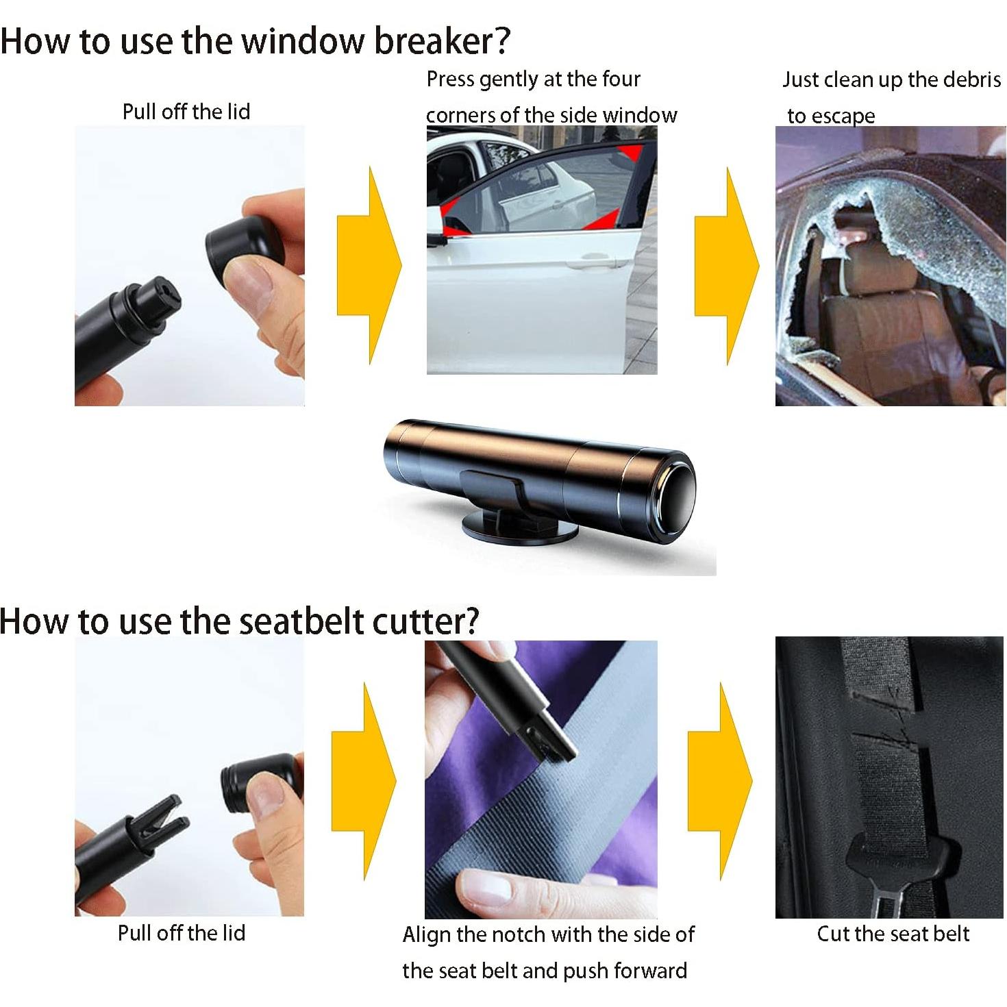 Martillo de Seguridad y Cortador de Cinturón Uncakil 2 en 1