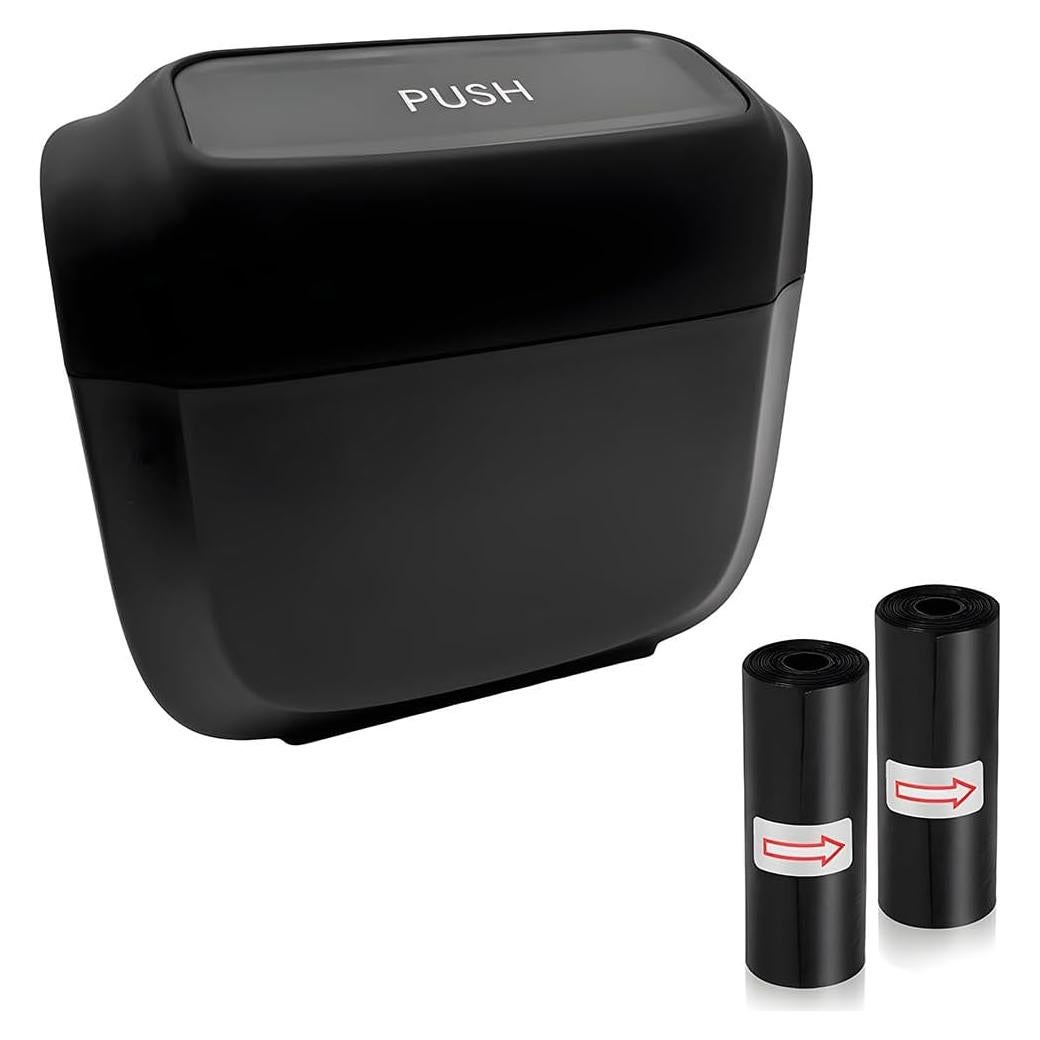 Basurero de coche Gasedin con tapa y 30 bolsas, negro