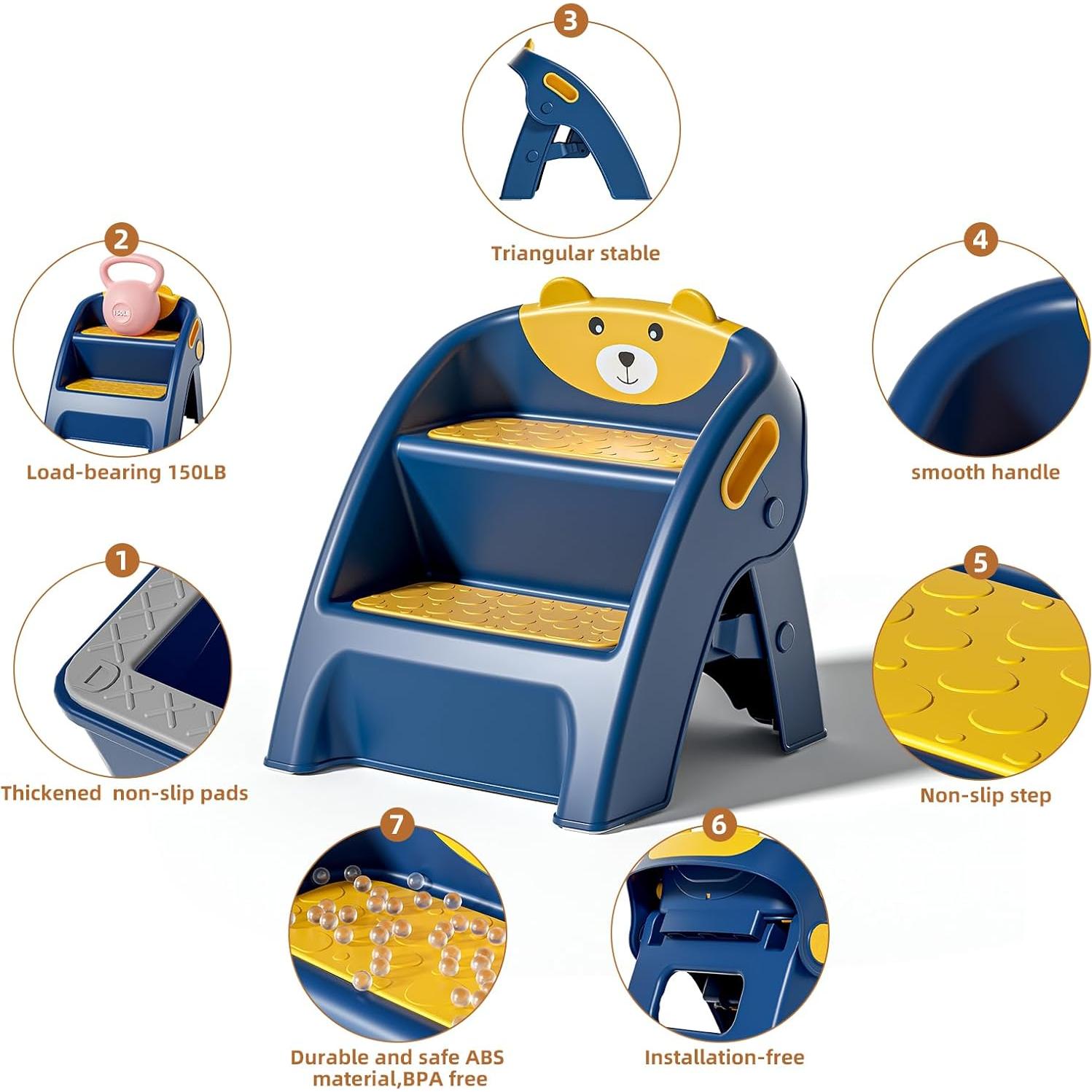 Escalera Plegable para Niños TPN CF123 Antideslizante 2 Pasos