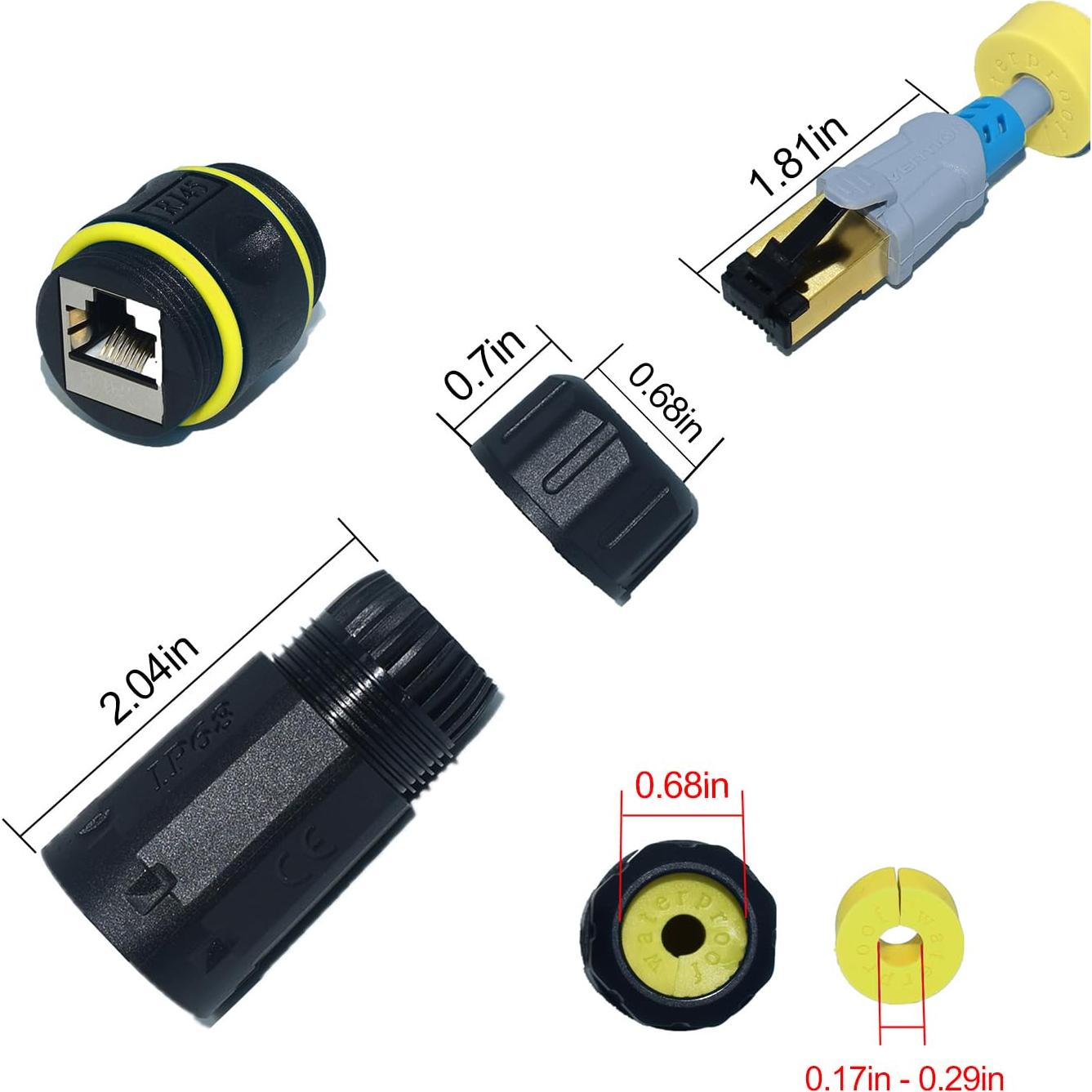 Acoplador RJ45 Cat7 ZUZONG IP68 a Prueba de Agua 10GB
