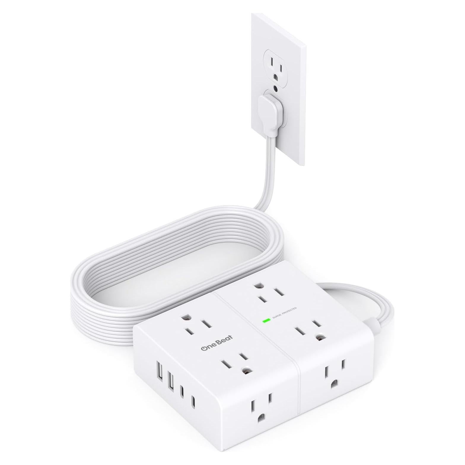 Regleta de Protección One Beat 6 Pies 8 Salidas 4 USB C