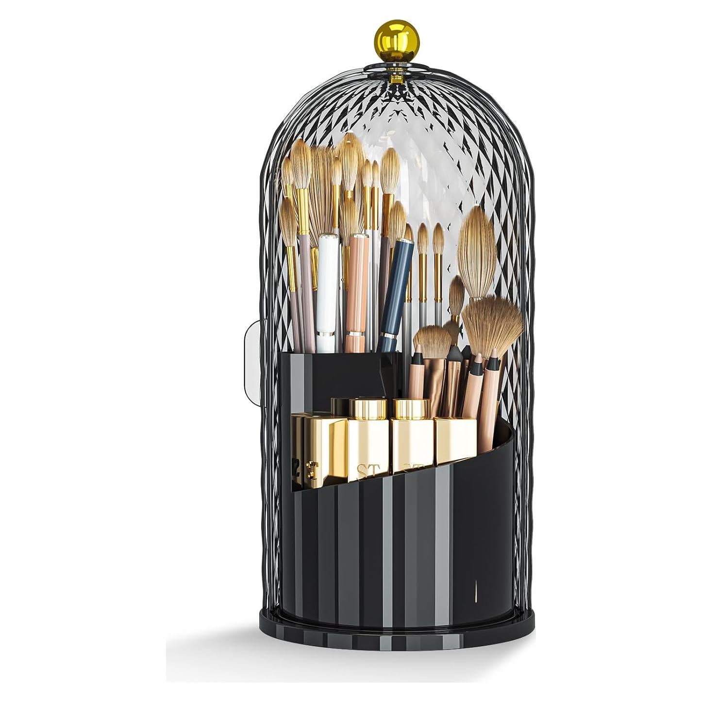 Organizador de Brochas de Maquillaje MSHOMELY Negro 360 Rotatorio