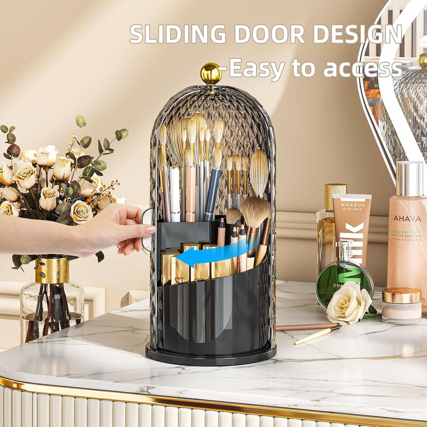 Organizador de Brochas de Maquillaje MSHOMELY Negro 360 Rotatorio