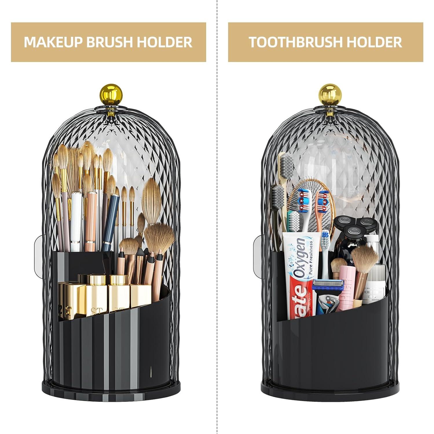 Organizador de Brochas de Maquillaje MSHOMELY Negro 360 Rotatorio