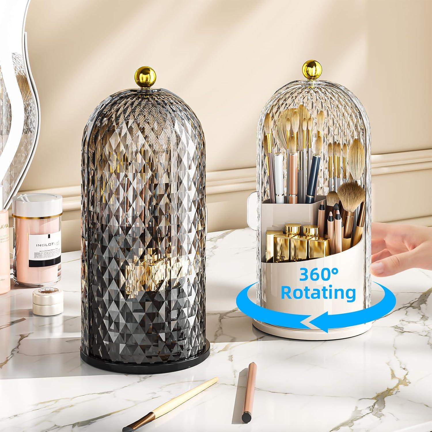 Organizador de Brochas de Maquillaje MSHOMELY Negro 360 Rotatorio