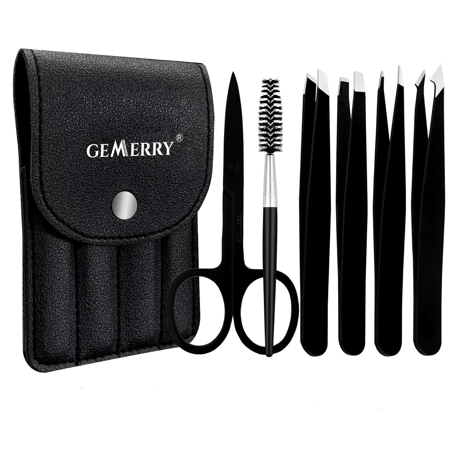 Juego de Pinzas para Cejas GEMERRY 6 Piezas Acero Inoxidable