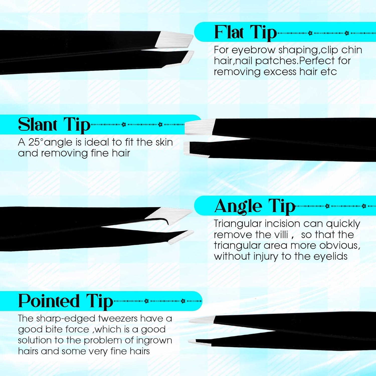 Juego de Pinzas para Cejas GEMERRY 6 Piezas Acero Inoxidable