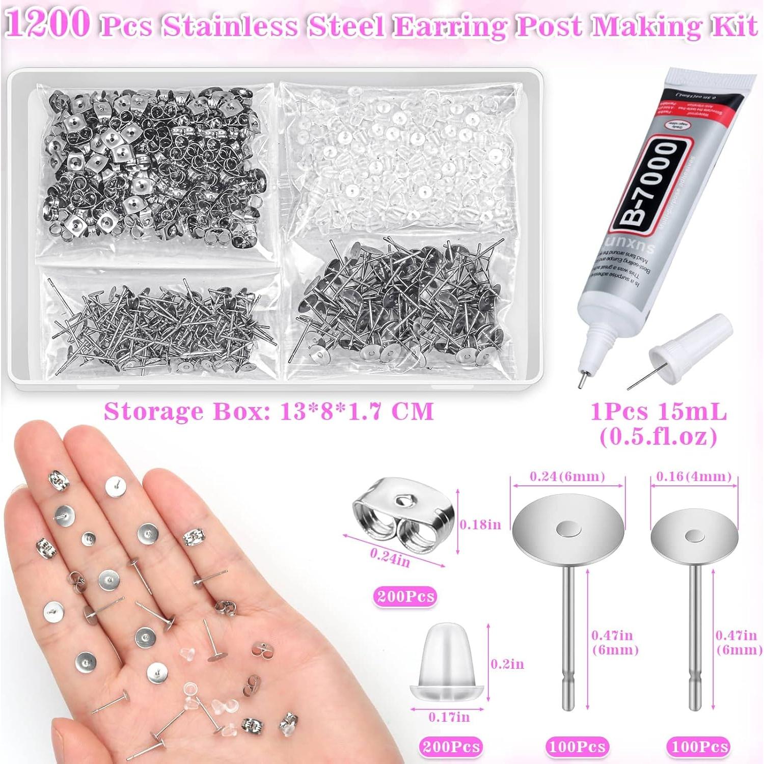 Kit de Pegamento y Suministros para Aretes Anezus - 600 Piezas