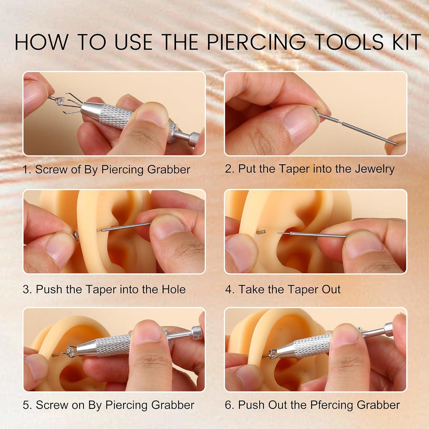 Herramienta de Agarre de Bola para Piercing GQ-L-E0019F Acero Inoxidable