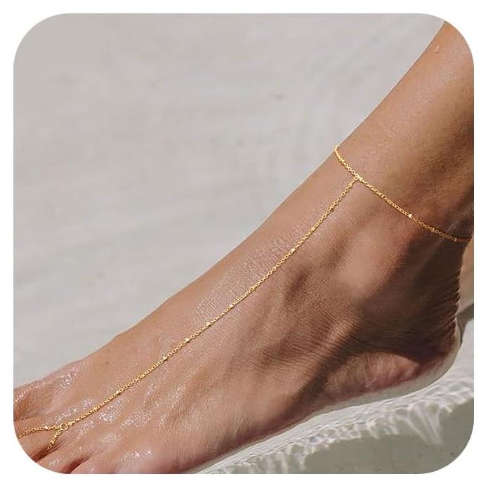Pulsera de Tobillo de Plata Esterlina Freekiss Ajustable 21.6 cm