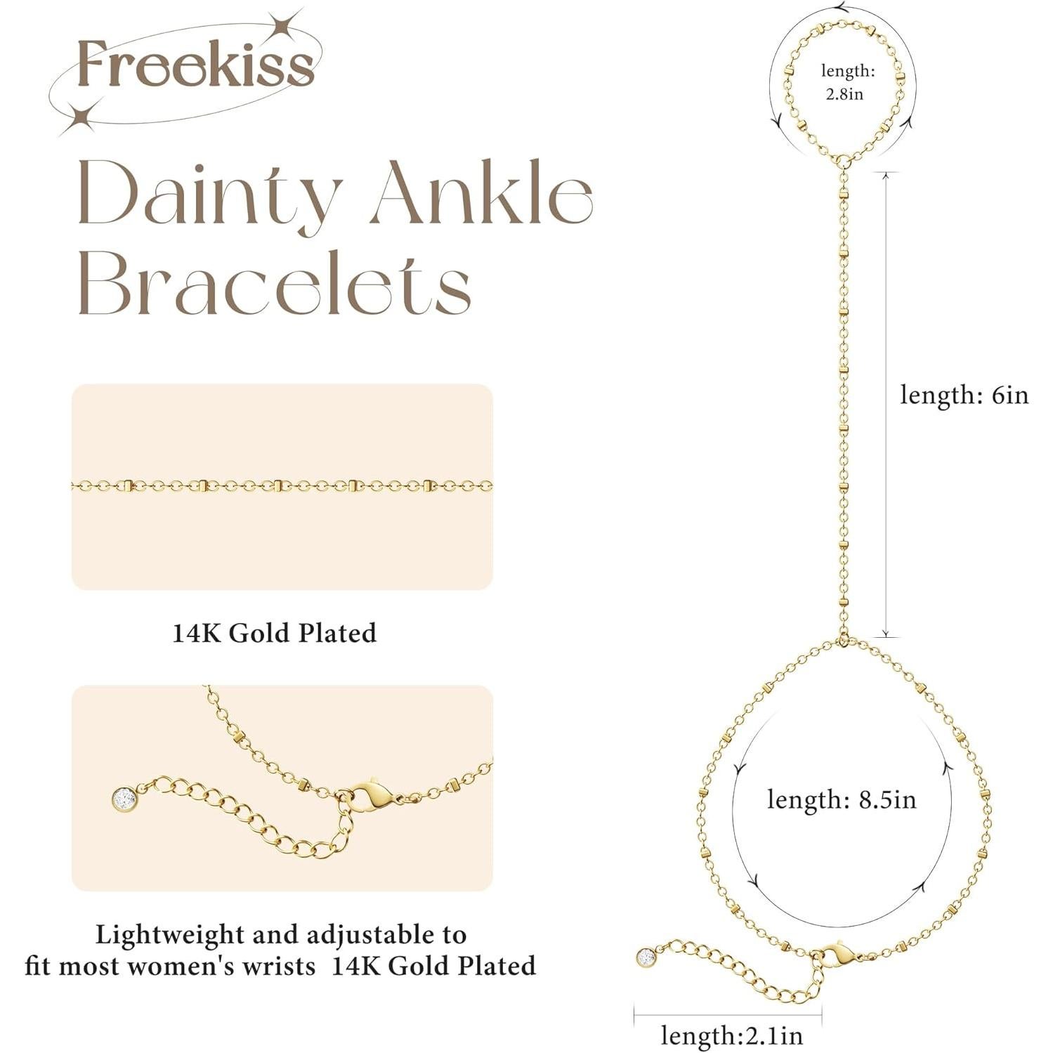 Pulsera de Tobillo de Plata Esterlina Freekiss Ajustable 21.6 cm